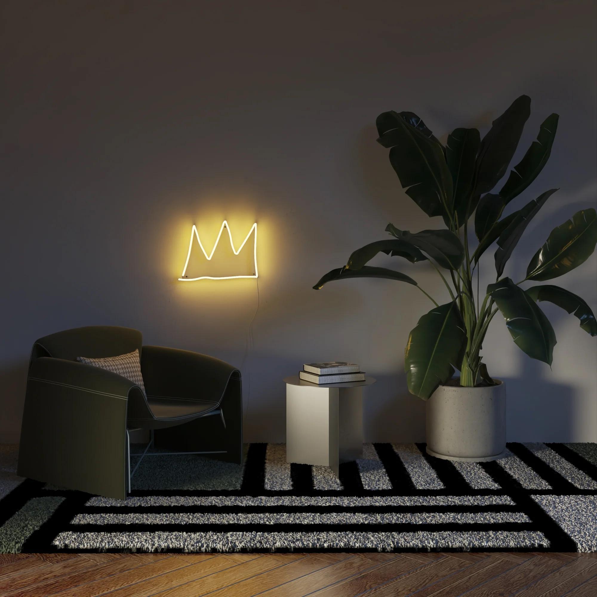Jean-Michel BASQUIAT - The Crown YP x JM Basquiat Design Neon LED Lamp For Sale 2