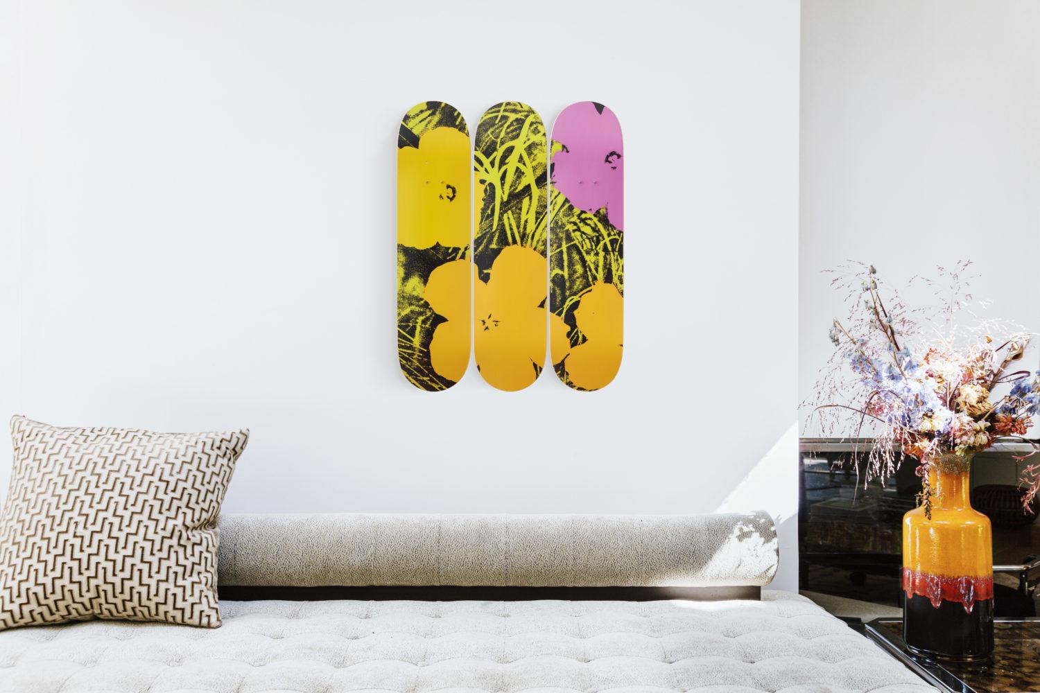 The Skateroom x Andy Warhol Foundation FLOWERS (LIME/ORANGE) Skate Deck en vente 1