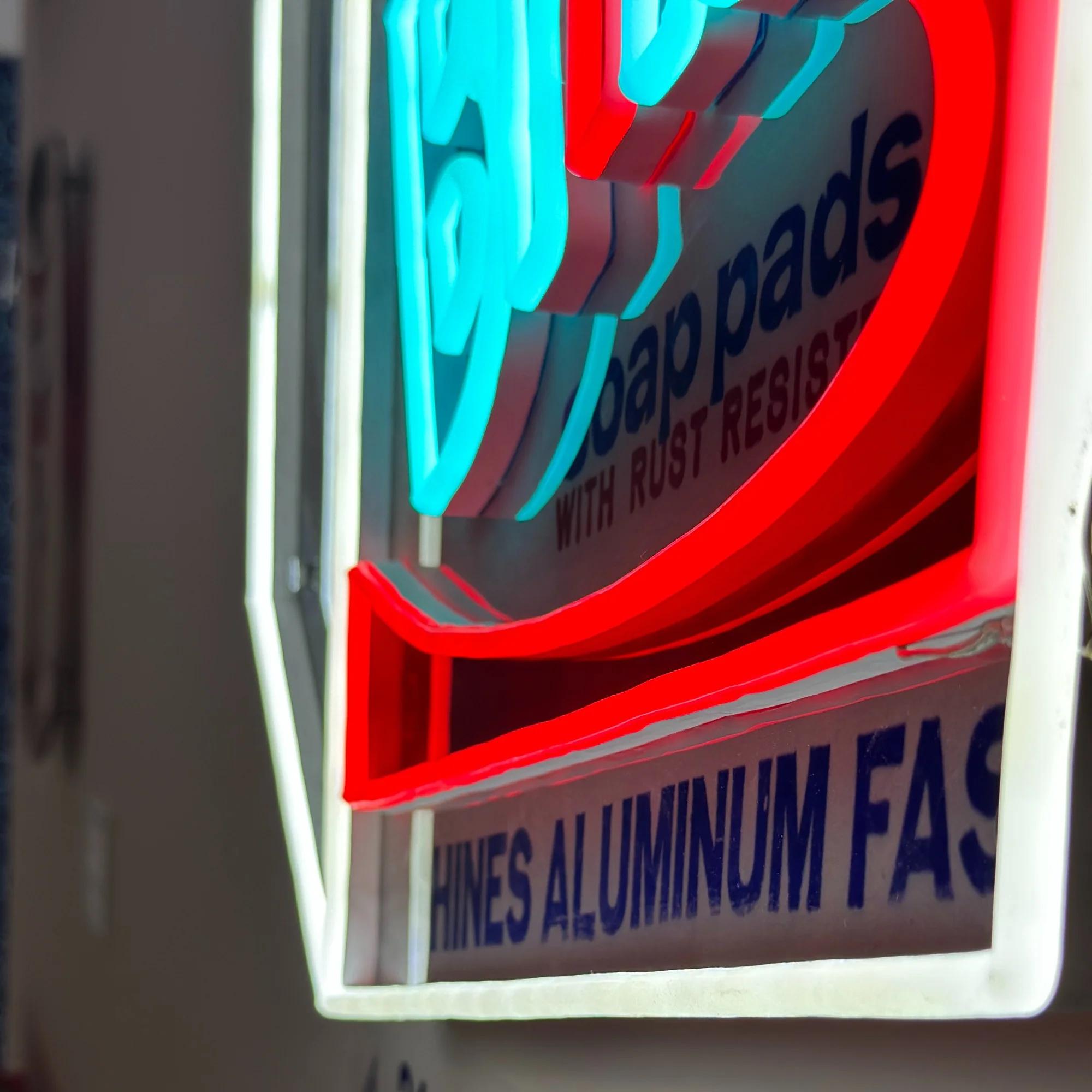 AFTER ANDY WARHOL - Brillo Box YP x Andy Warhol. Design Neon LED Lamp. Pop Art For Sale 3