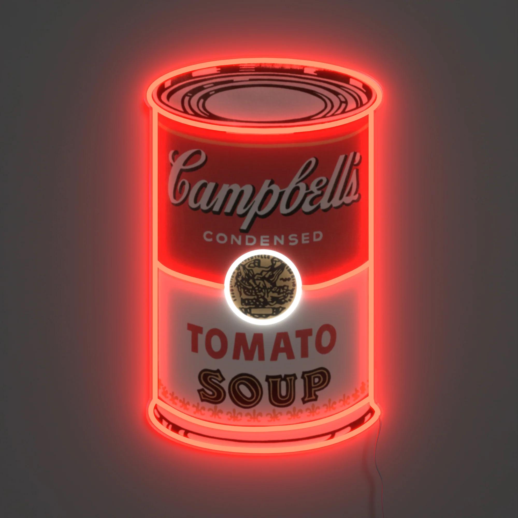 AFTER ANDY WARHOL - New Campbell YP x Andy Warhol. Lampada LED al neon di design. Pop Art in vendita 1