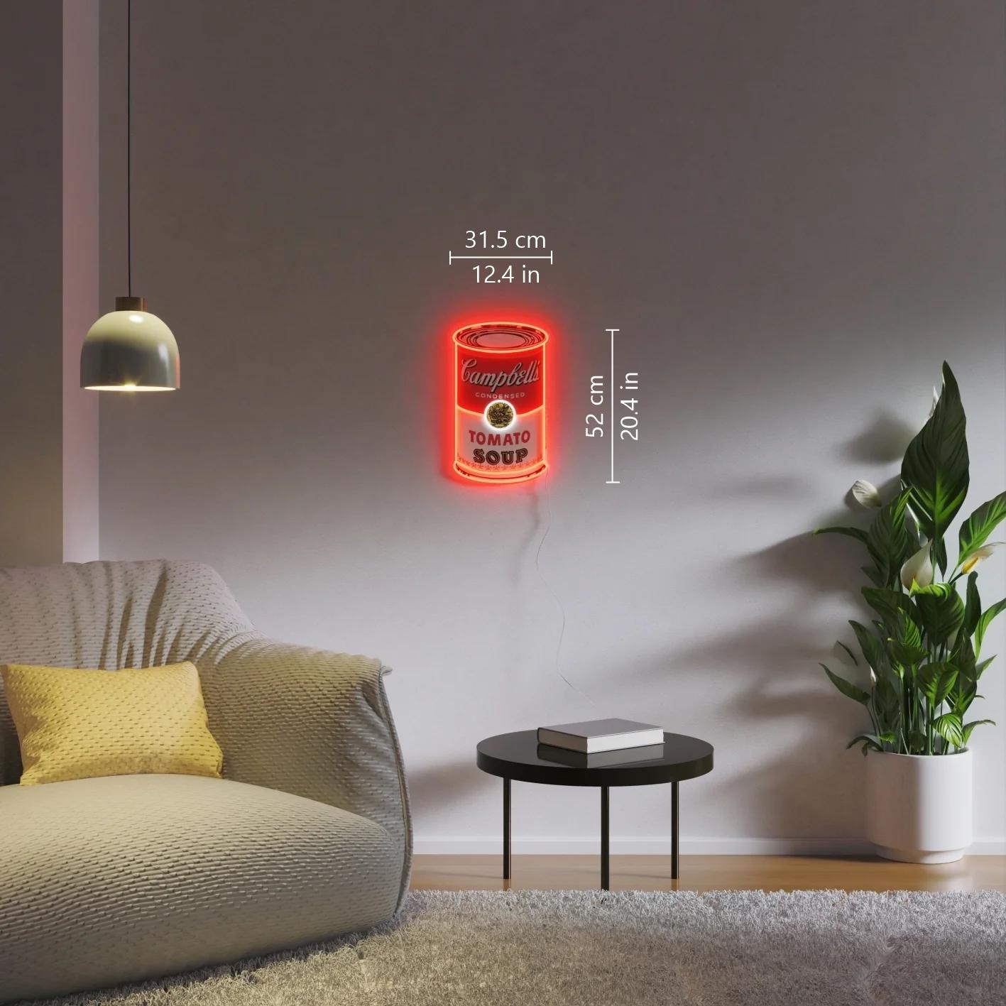 AFTER ANDY WARHOL - New Campbell YP x Andy Warhol. Lampada LED al neon di design. Pop Art in vendita 3