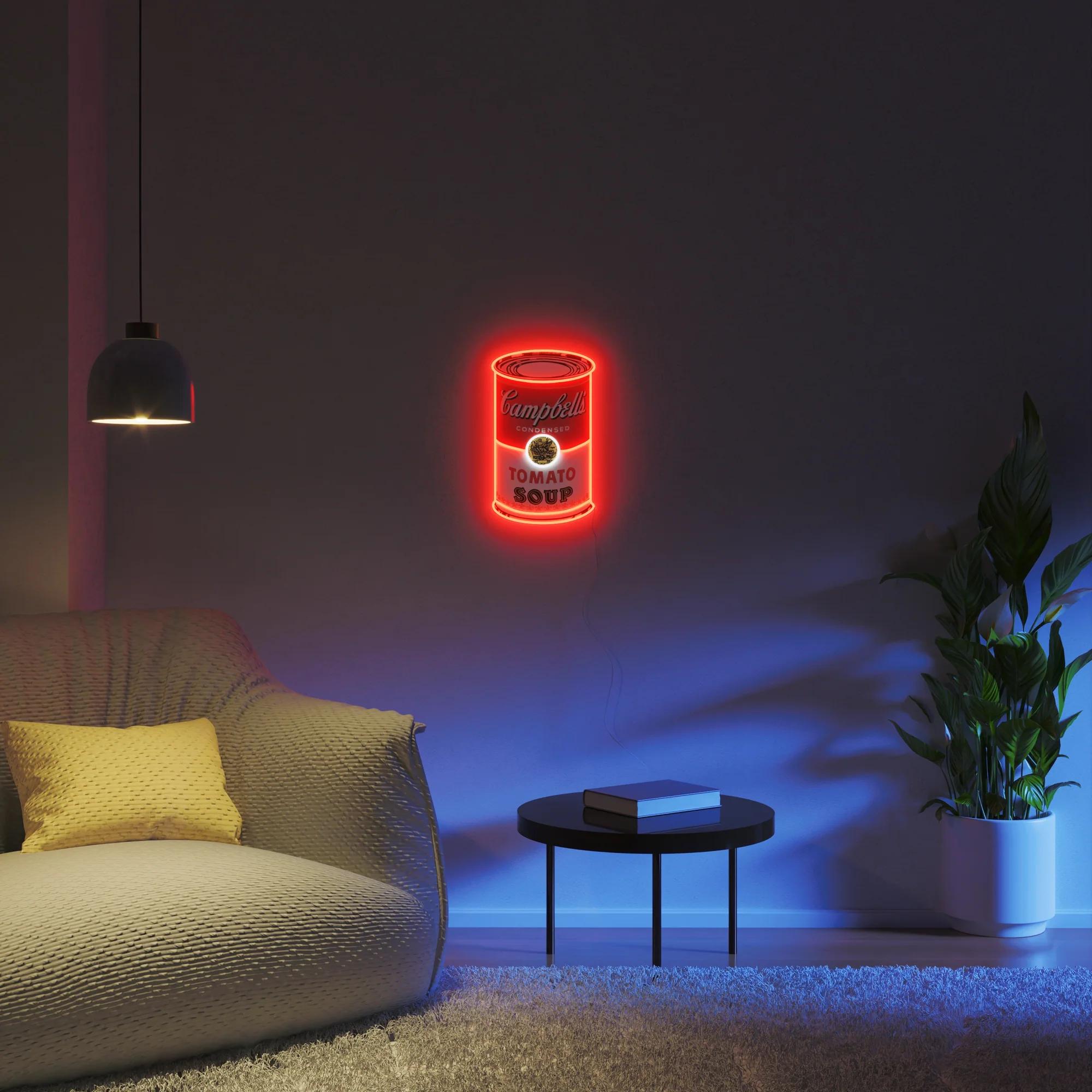 AFTER ANDY WARHOL - New Campbell YP x Andy Warhol. Lampada LED al neon di design. Pop Art in vendita 4