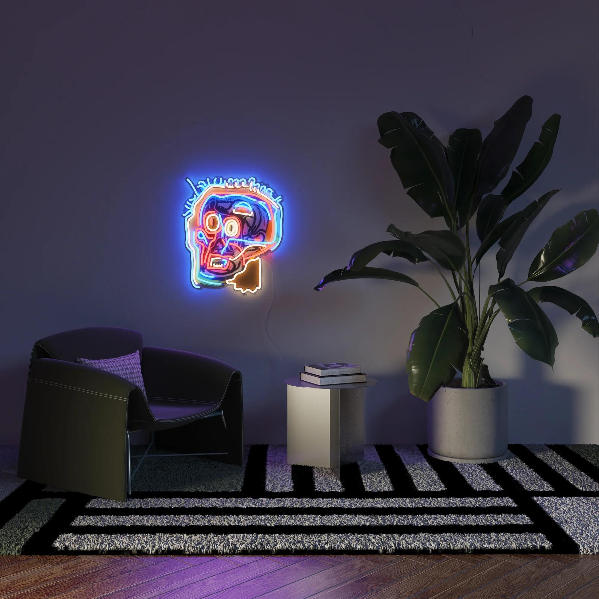 Jean-Michel BASQUIAT - Sans titre (Head) YP x JM Basquiat Design lampe LED néon en vente 1