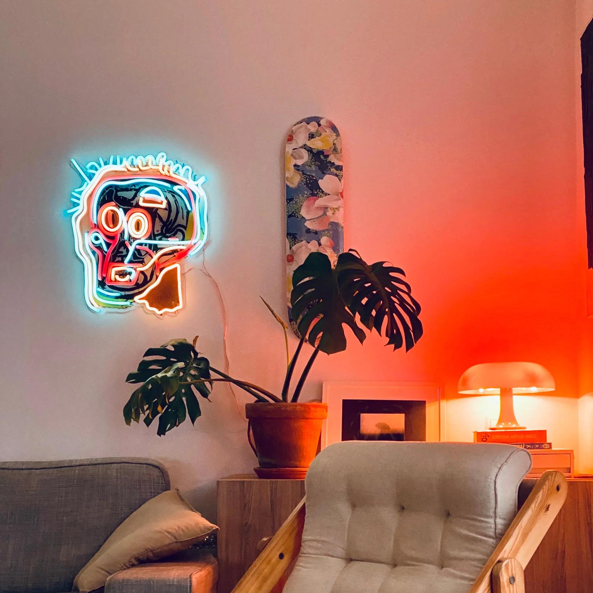 Jean-Michel BASQUIAT - Sans titre (Head) YP x JM Basquiat Design lampe LED néon en vente 3