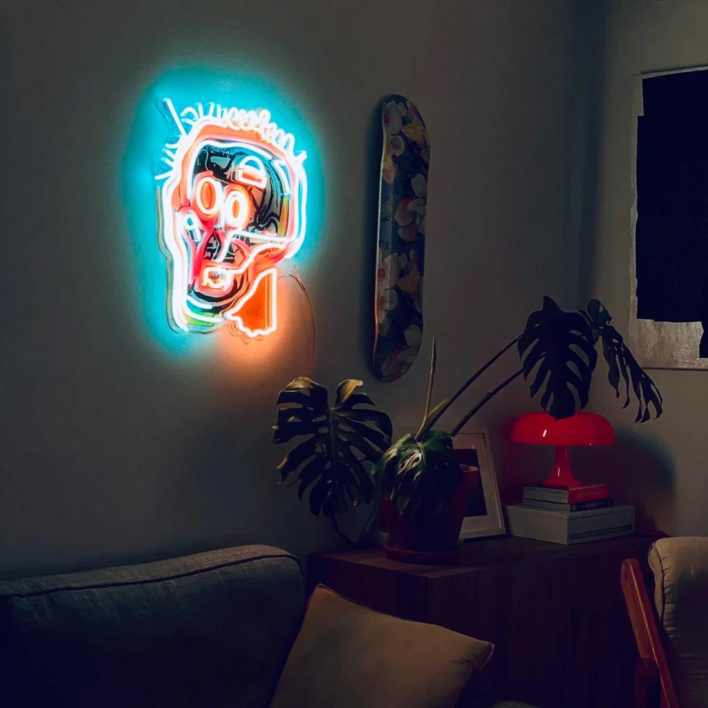 Jean-Michel BASQUIAT - Sans titre (Head) YP x JM Basquiat Design lampe LED néon en vente 4