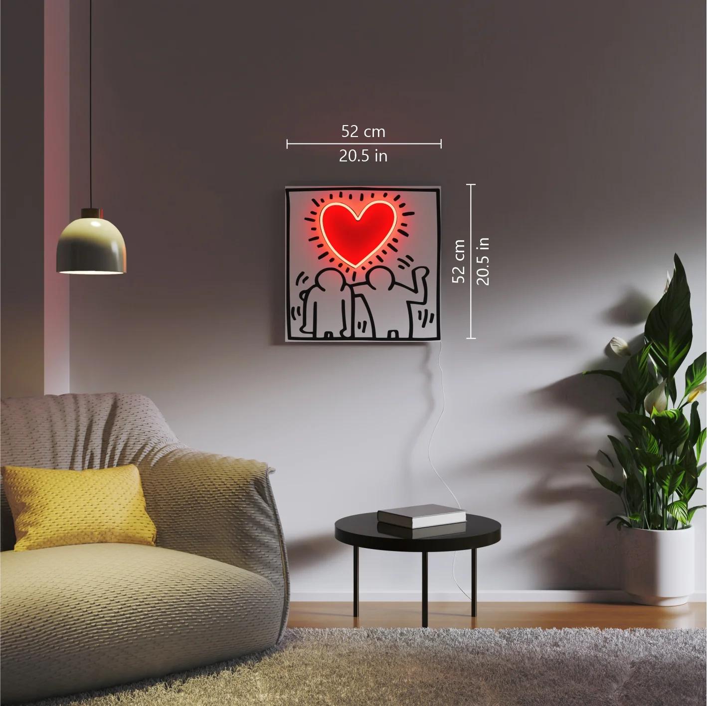 AFTER KEITH HARING - Love People YP x Keith Haring Design Neon LED Lamp. Pop Art For Sale 6