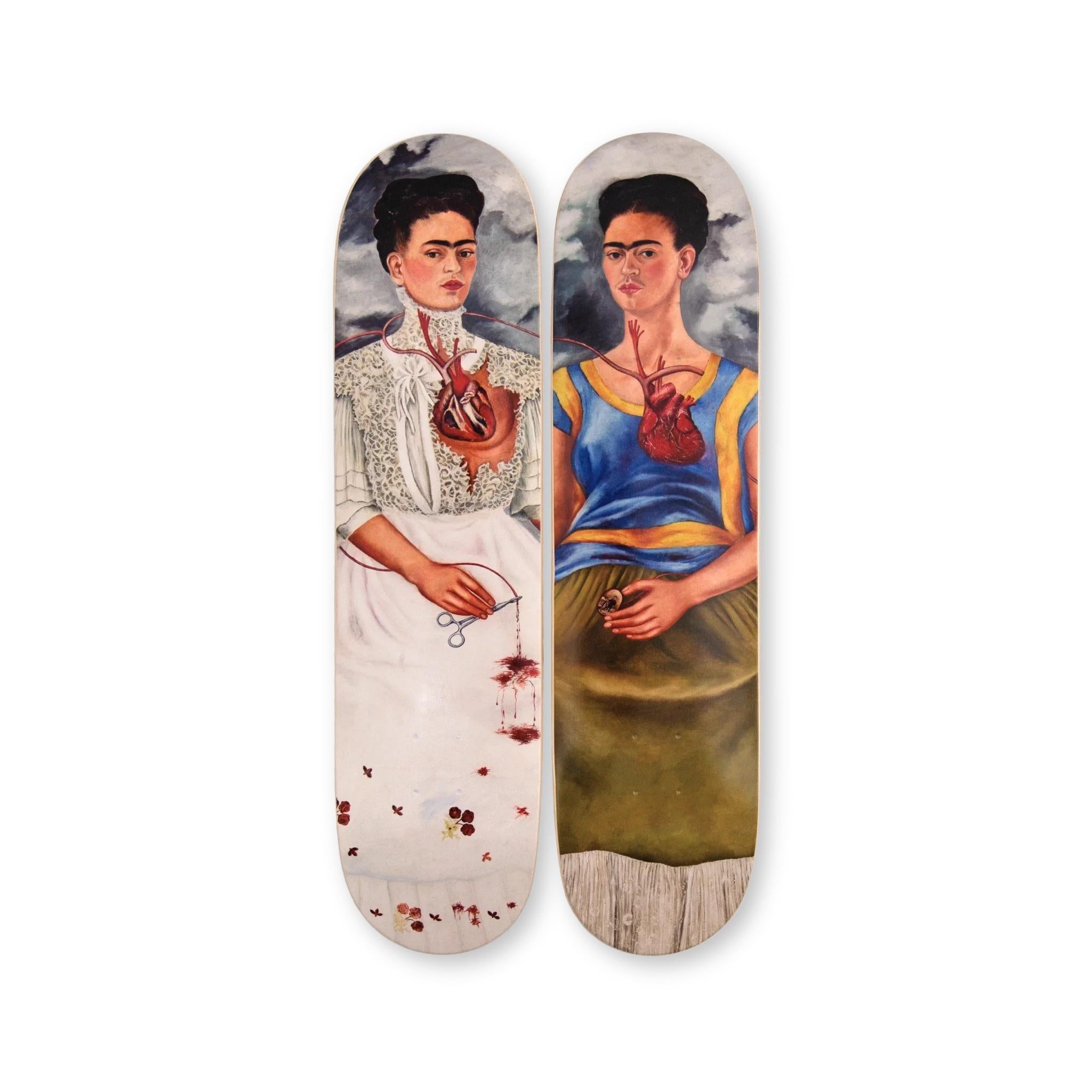 FRIDA KAHLO - Die zwei Fridas. Skate Deck Modern Design Pop – Art von Frida Kahlo
