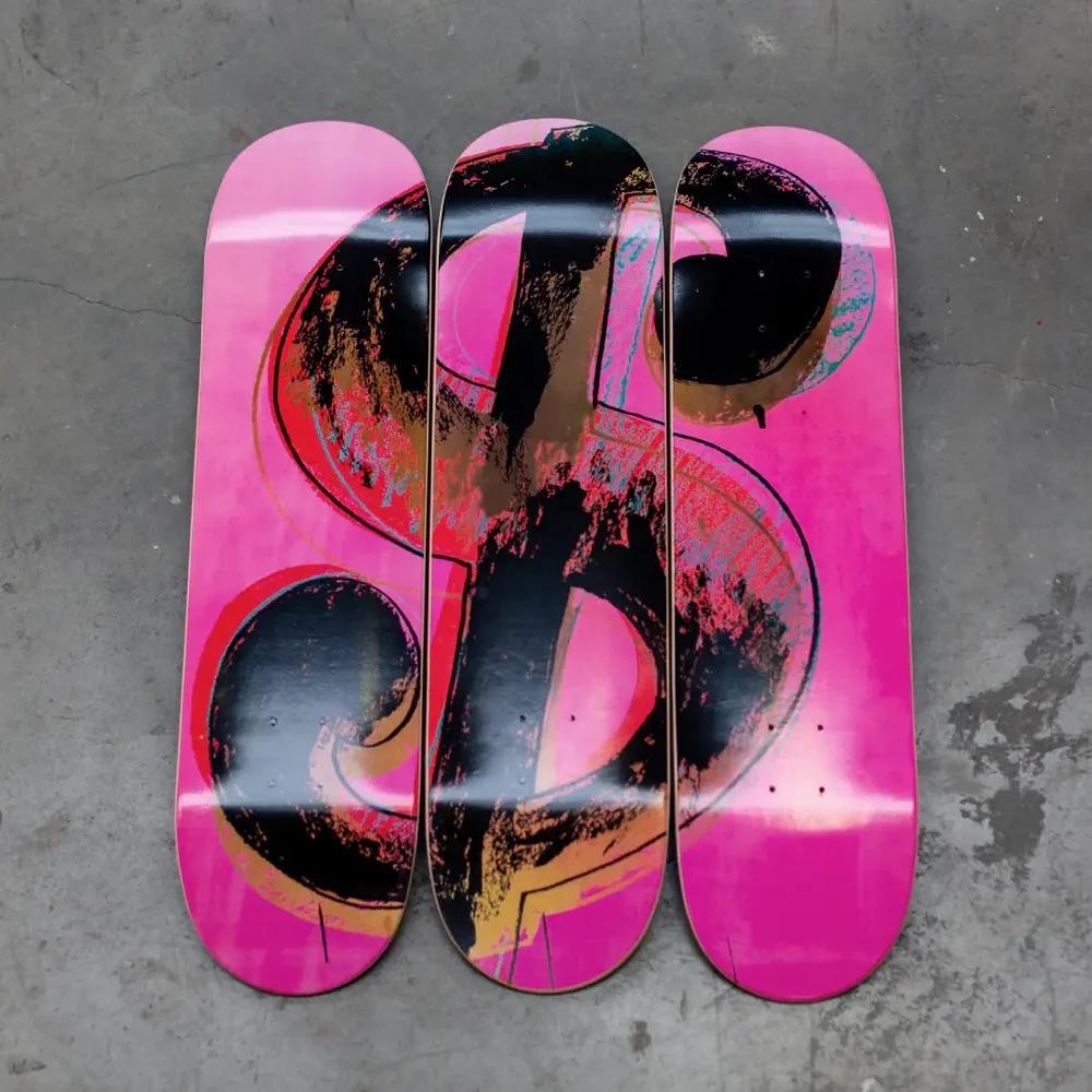 ANDY WARHOL - DOLLAR SIGN PINK Skate Deck Pop Art Modern Design For Sale 1