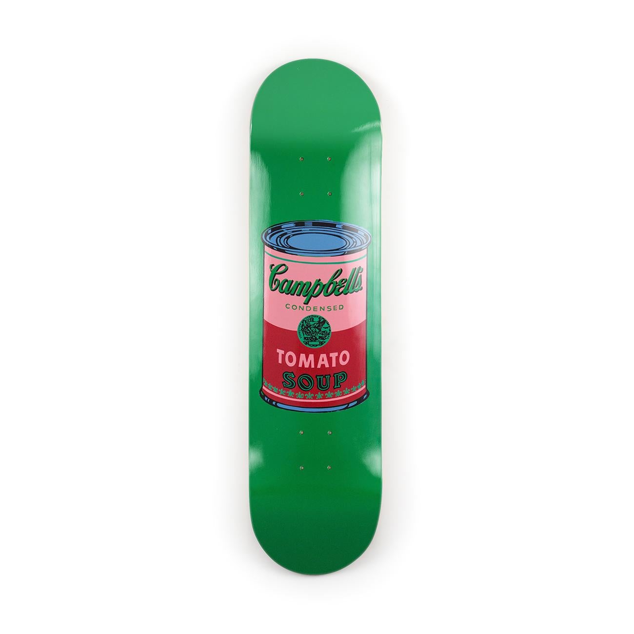after Andy Warhol Colored Campbell's Soup - Blood
Date of creation: 2019
Medium: Digital print on Canadian maple wood
Size: 80 x 20 cm
Condition: In mint conditions and never displayed
This skate deck is made of 7 ply grade A Canadian maple wood.