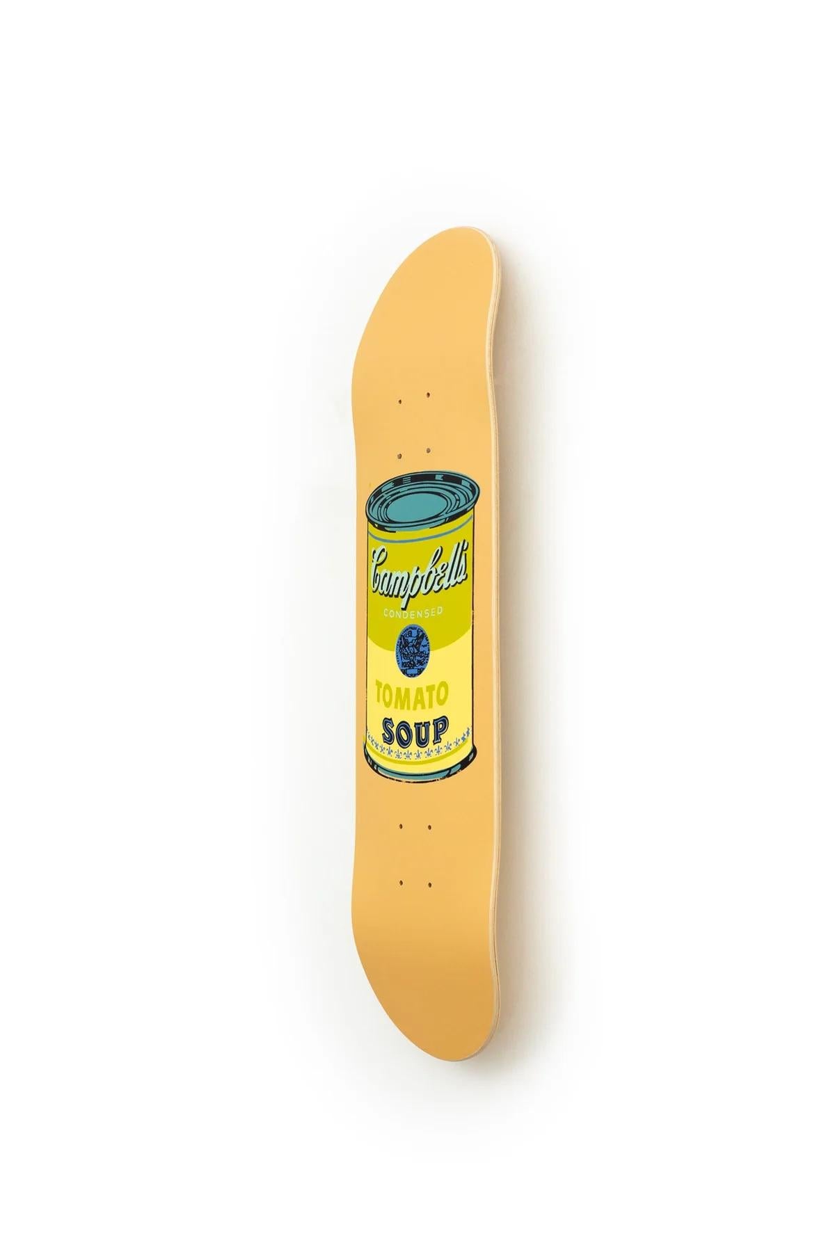ANDY WARHOL - COLORED CAMPBELL'S SOUP BEIGE Skate Deck Pop Art Modern Design For Sale 1