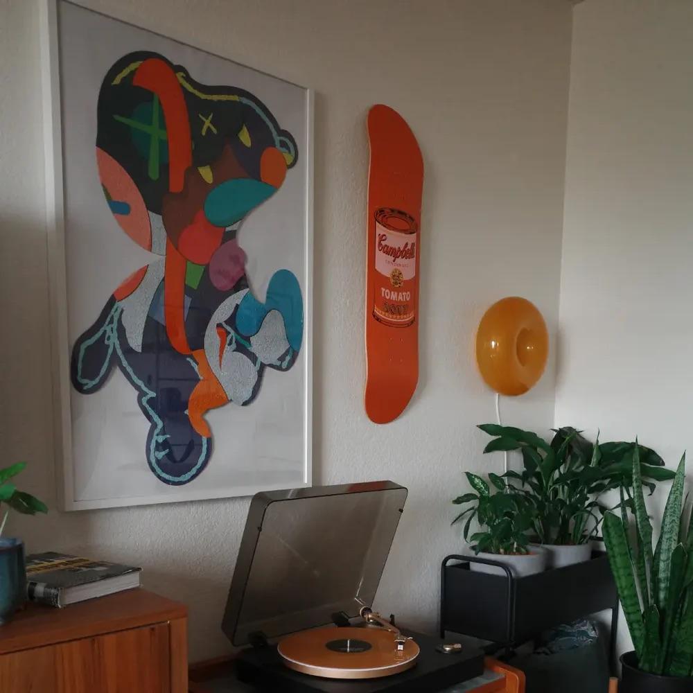 ANDY WARHOL - COLORED CAMPBELL'S SOUP PEACH Skate Deck Pop Art Modern Design For Sale 1