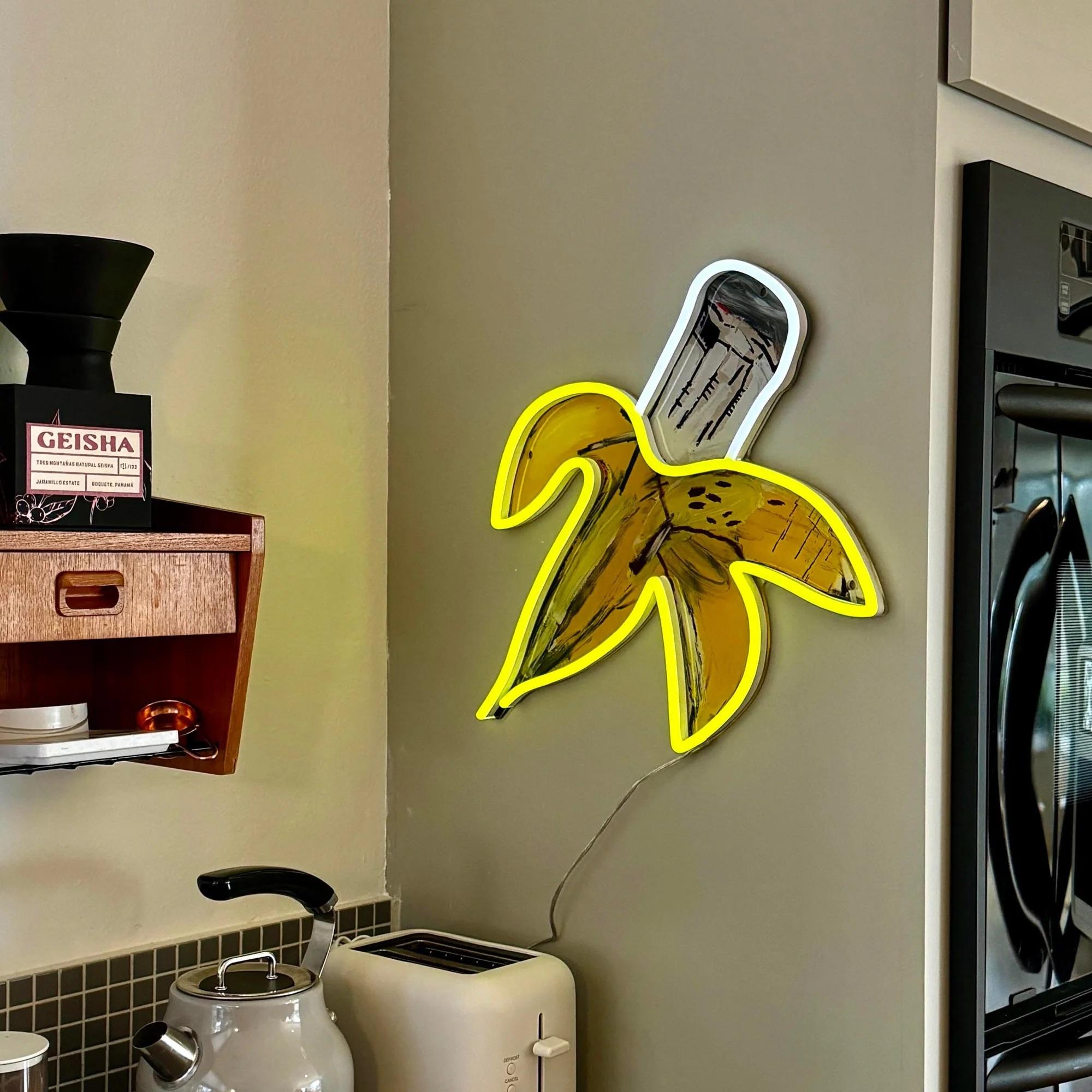 Jean-Michel BASQUIAT - Banana YP x JM Basquiat Design Neon LED Lamp en vente 1