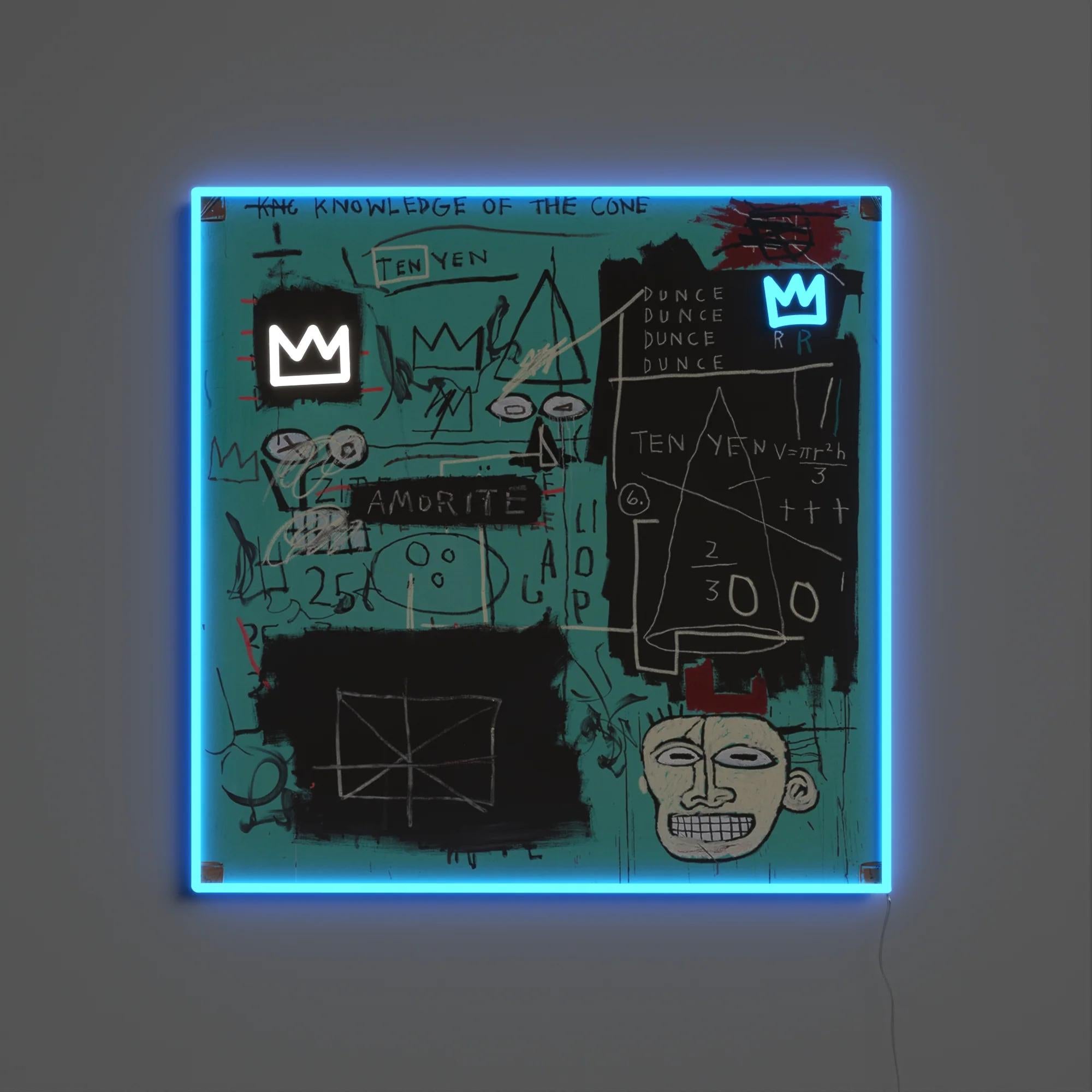 Jean-Michel BASQUIAT - Equals Pi YP x JM Basquiat Design Neon LED Lamp. Pop Art For Sale 1
