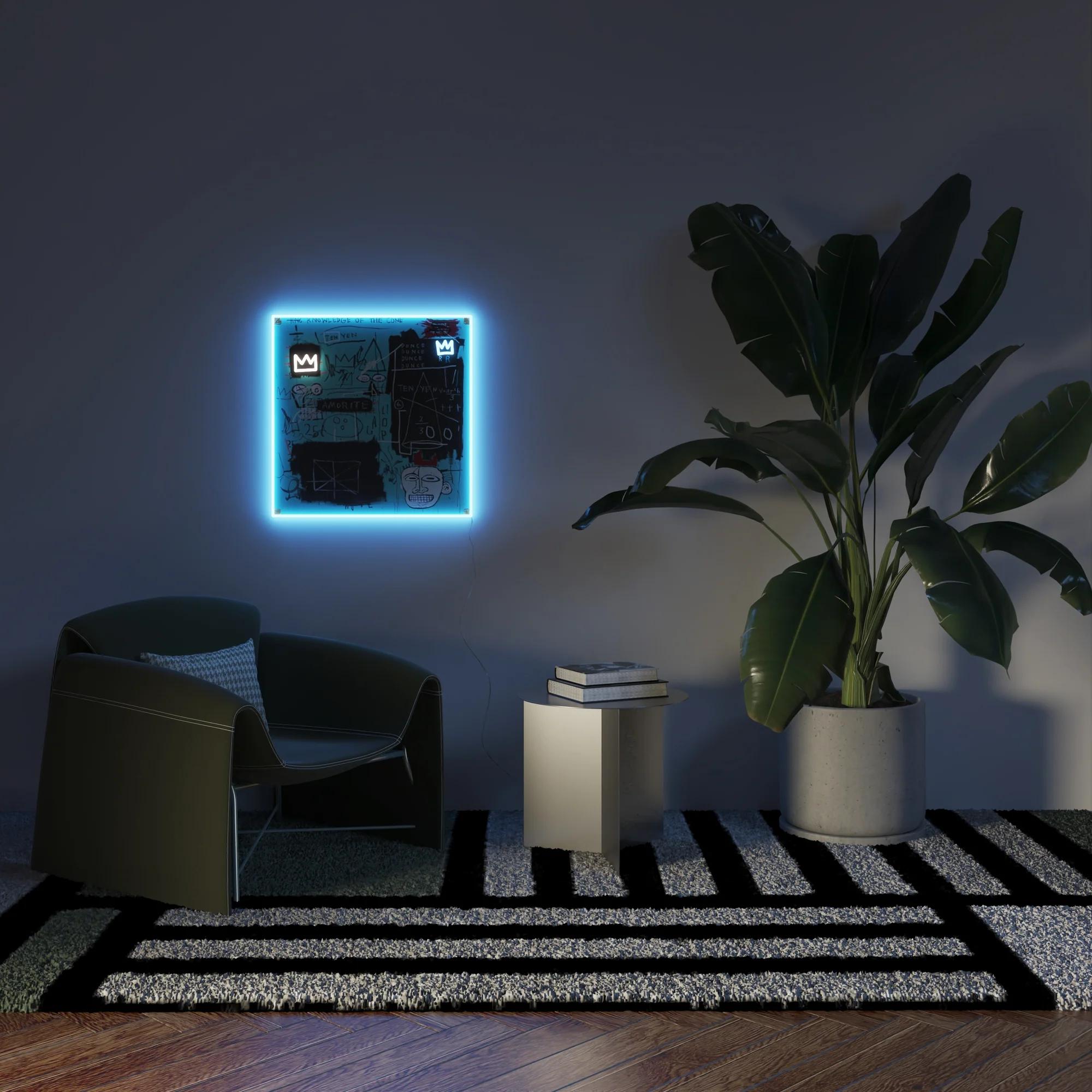 Jean-Michel BASQUIAT - Equals Pi YP x JM Basquiat Design Neon LED Lamp. Pop Art For Sale 4