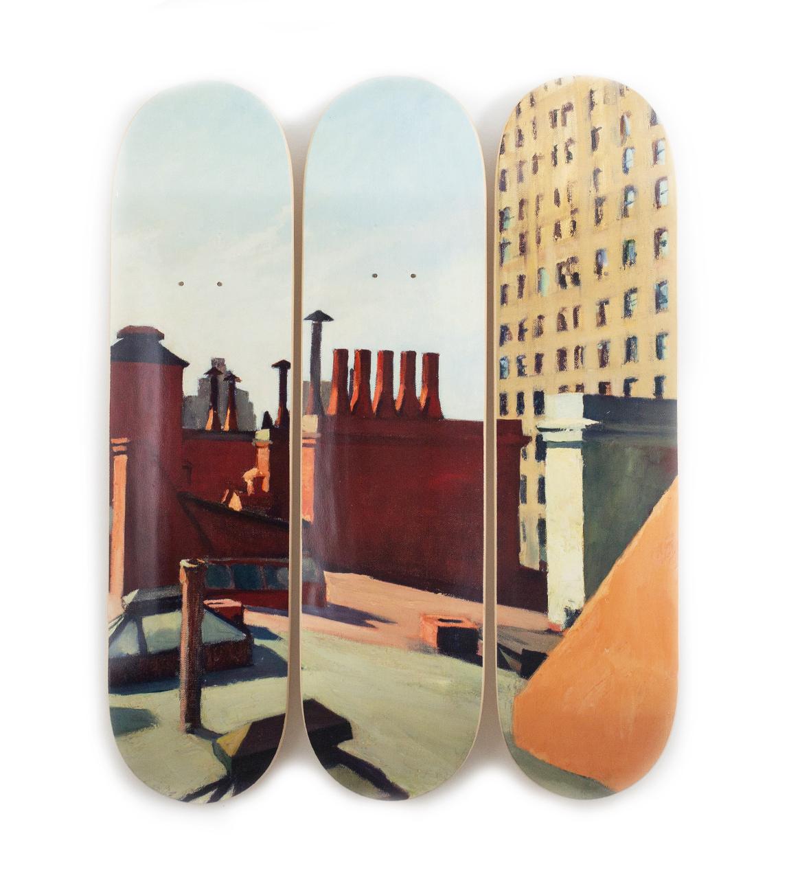 EDWARD HOPPER - CITY ROOFS Skate Deck Modern Design Pop - Art de Edward Hopper