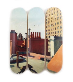 EDWARD HOPPER - CITY ROOFS Skate Deck Modern Design Pop