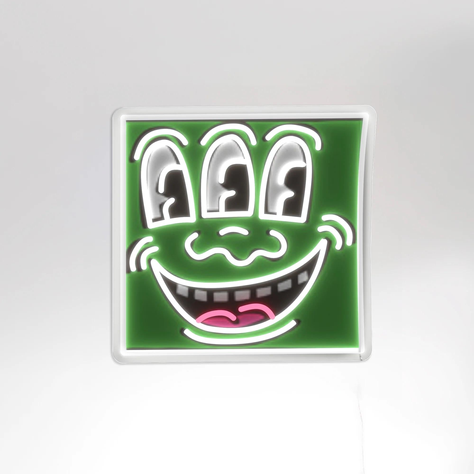 Triple Eyes YP x Keith Haring

Date of creation: 2025
Medium: PVC or Silicon piping with LED lights mounted on recycled acrylic board
Edition: Open
Size: 51 x 52 cm
Condition: Brand new
Triple Eyes by Keith Haring is a dazzling expression of the