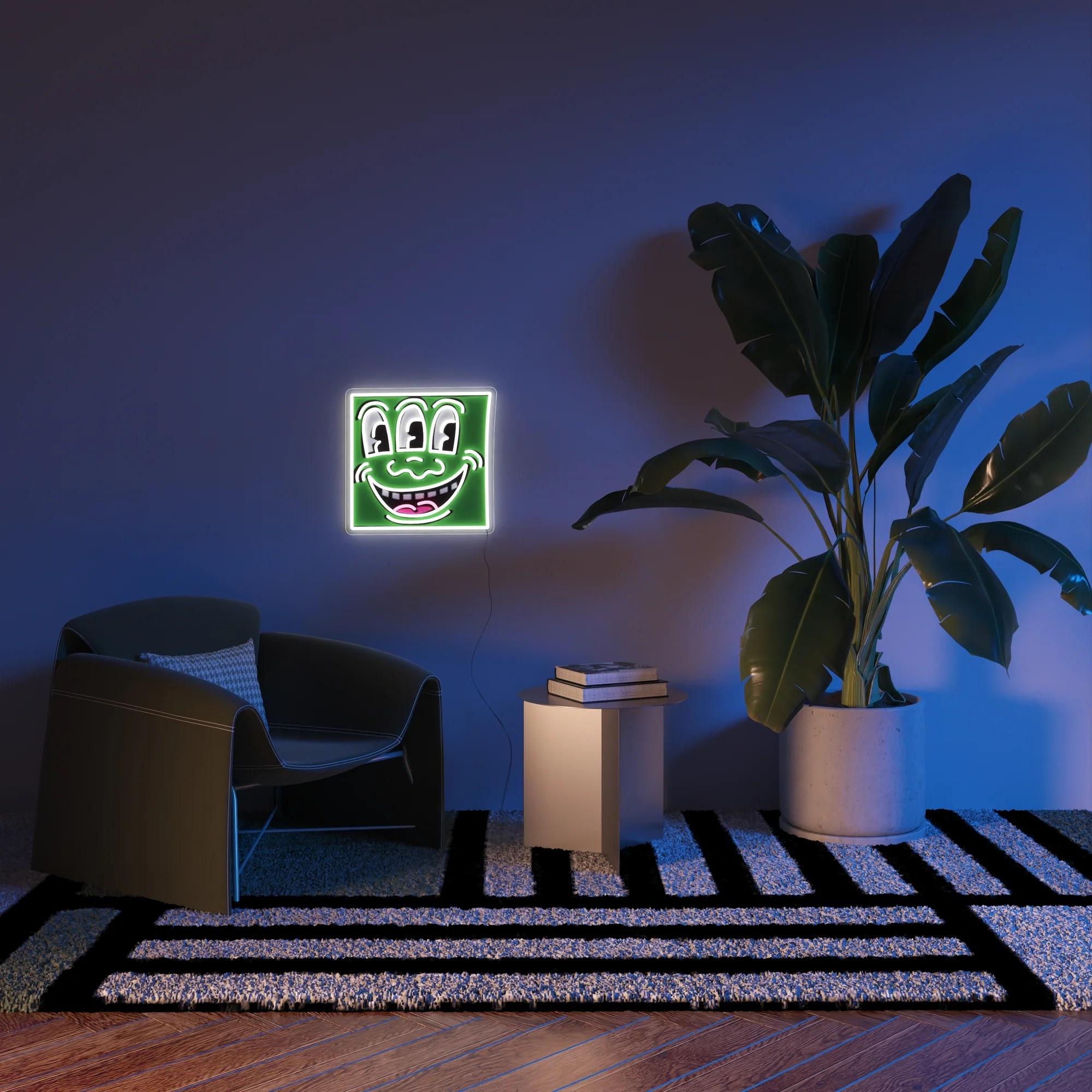 KEITH HARING - Triple Eyes YP x Keith Haring Design Neon Lamp. Pop Art Urban For Sale 3