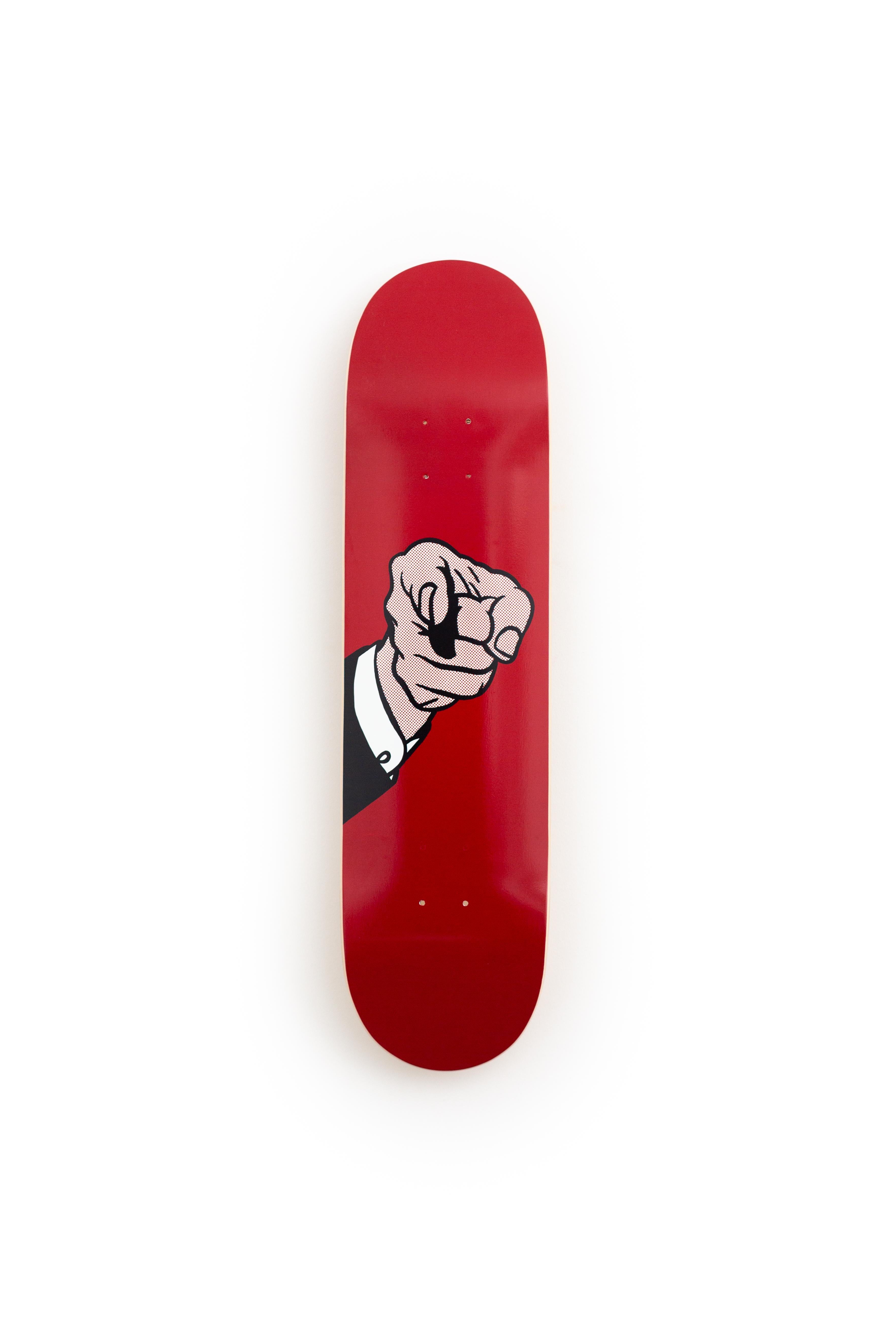 after ROY LICHTENSTEIN - Finger Pointing Skate Deck Pop Art Design