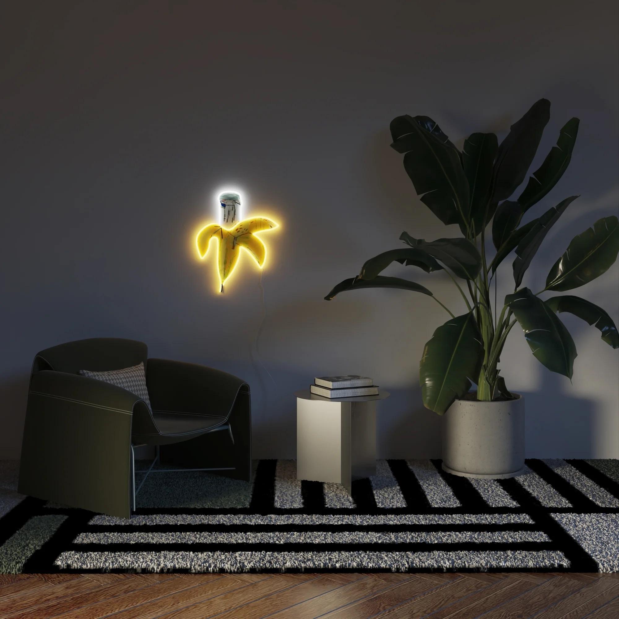 Jean-Michel BASQUIAT - Banana YP x JM Basquiat Design Neon LED Lamp For Sale 2