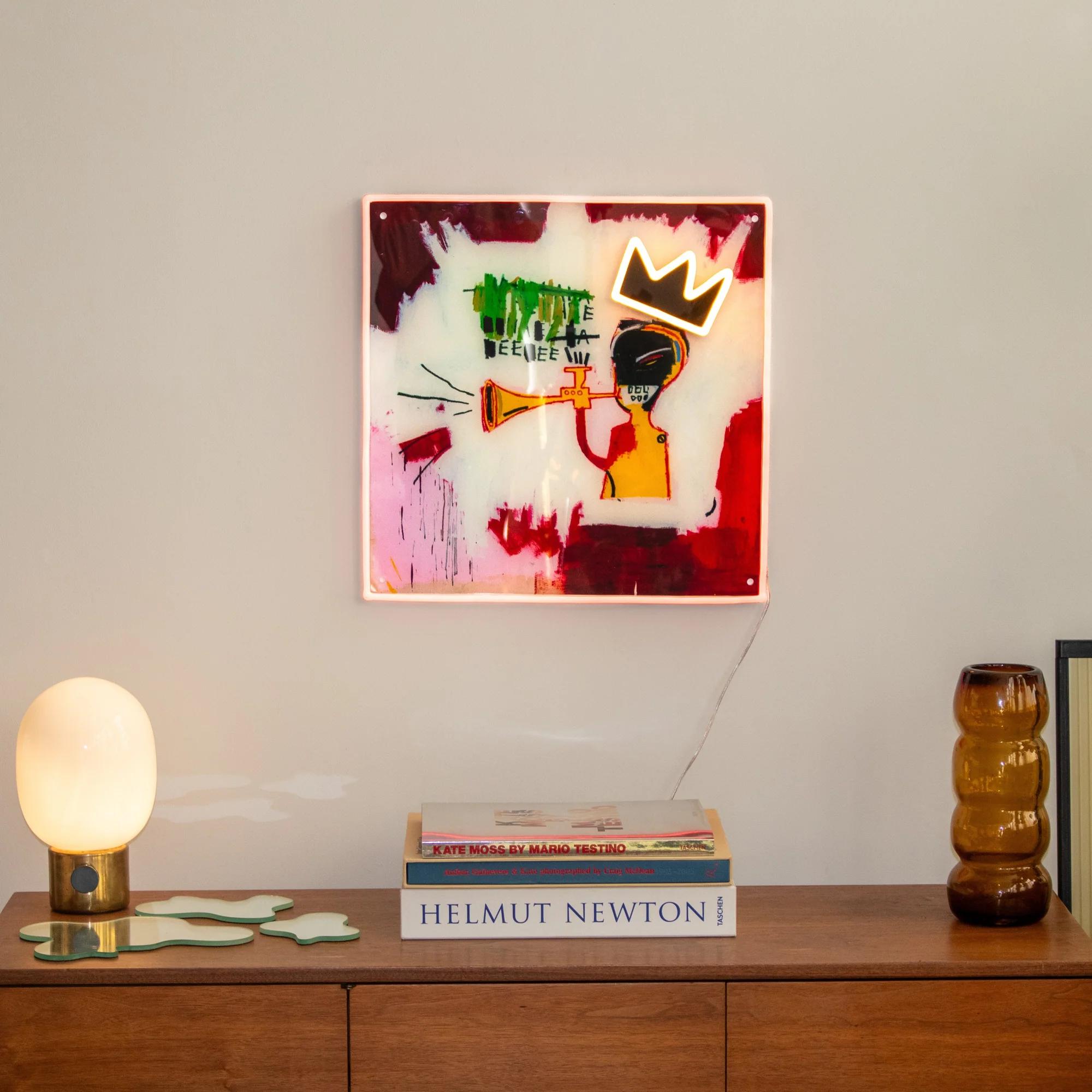 Jean-Michel BASQUIAT - Peinture trompette YP x JM Lampe LED néon Basquiat Design en vente 2