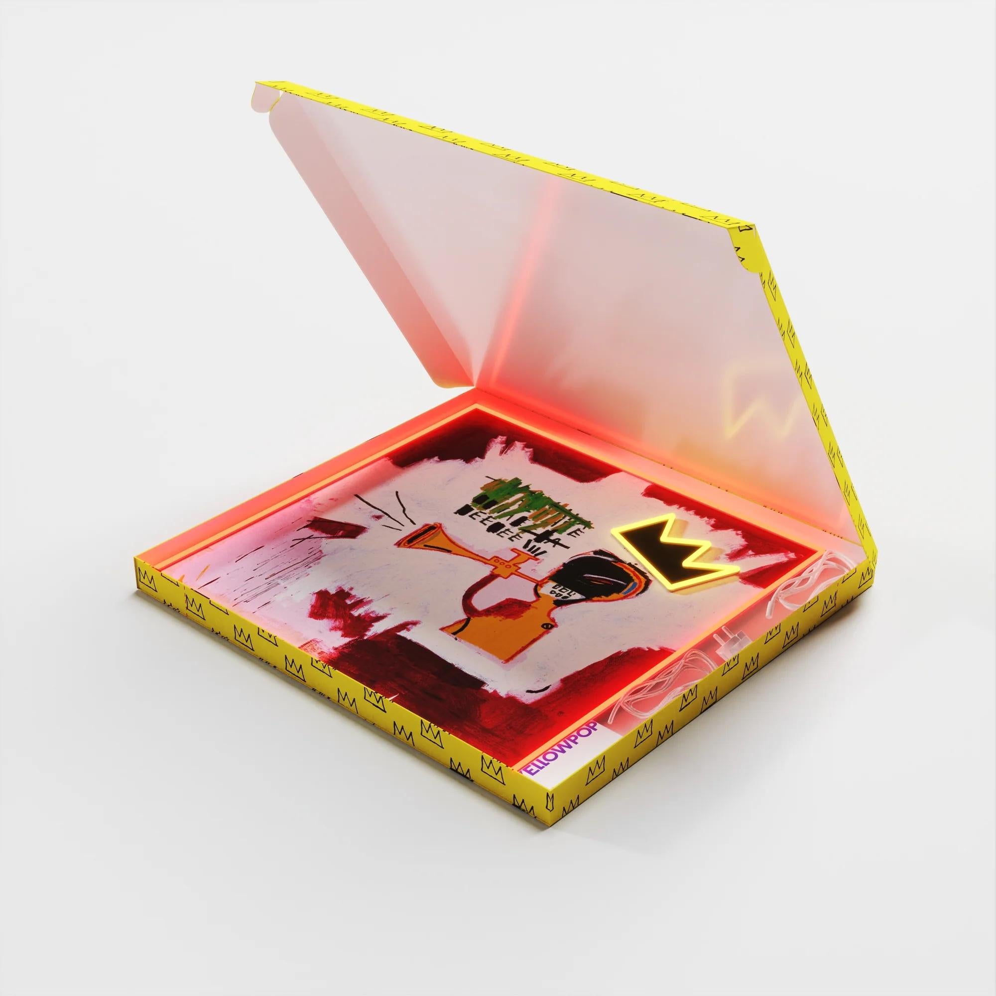 Jean-Michel BASQUIAT - Peinture trompette YP x JM Lampe LED néon Basquiat Design en vente 3