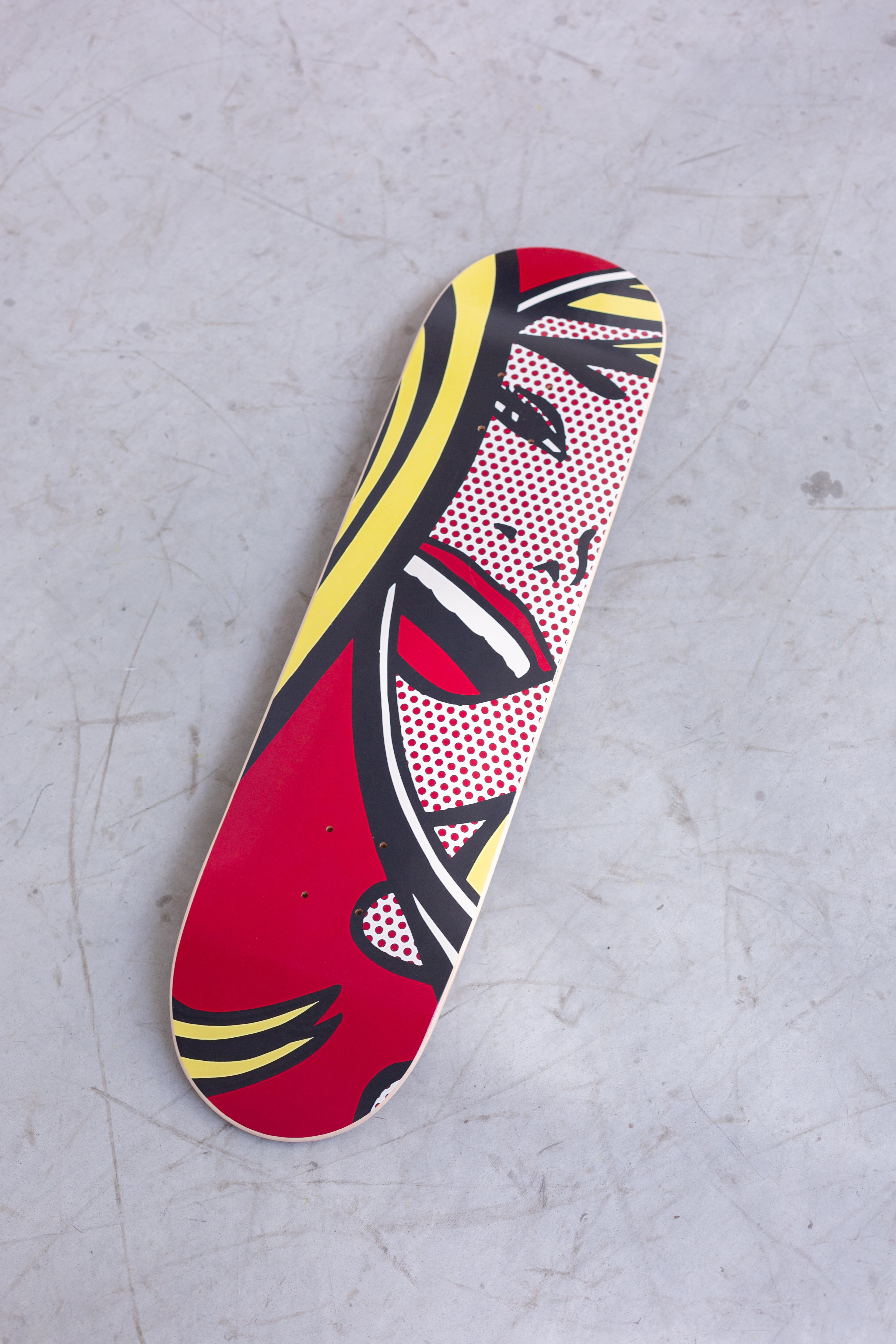 d'après Roy LICHTENSTEIN - Girl in Mirror, c. 1964. Skate Deck Pop Art Design en vente 1