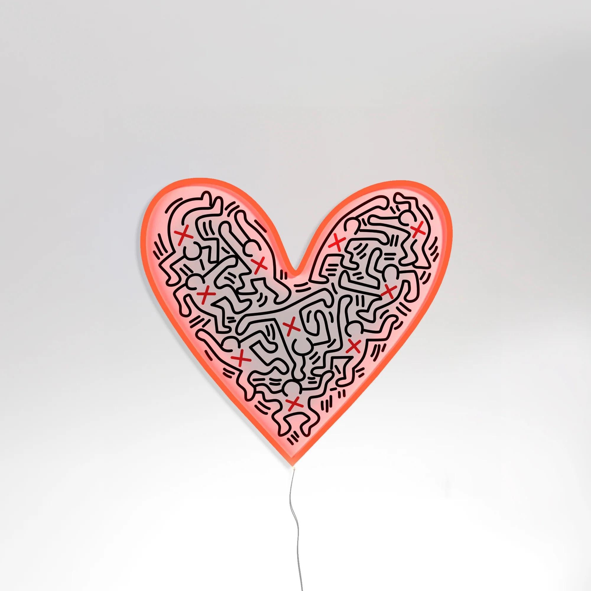 Dance Love YP x Keith Haring

Date of creation: 2024
Medium: PVC or Silicon piping with LED lights mounted on recycled acrylic board
Edition: Open
Size: 40 x 37 cm
Condition: Brand new

Keith Haring's Dance Love reflects his signature vibrant and