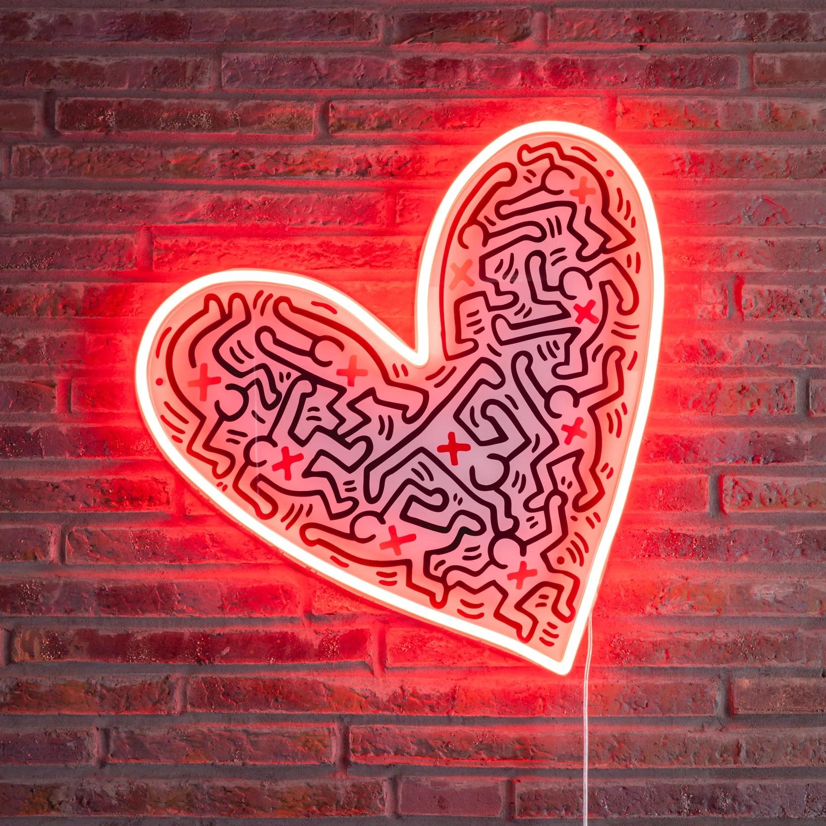 KEITH HARING - Dance Love YP x Keith Haring Design Neon LED Lamp. Pop Art For Sale 3