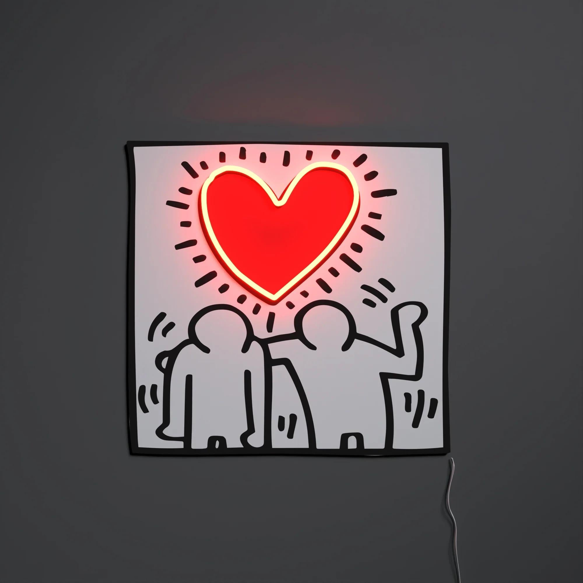 KEITH HARING - Love People YP x Keith Haring Design Neon LED Lamp. Pop Art For Sale 1