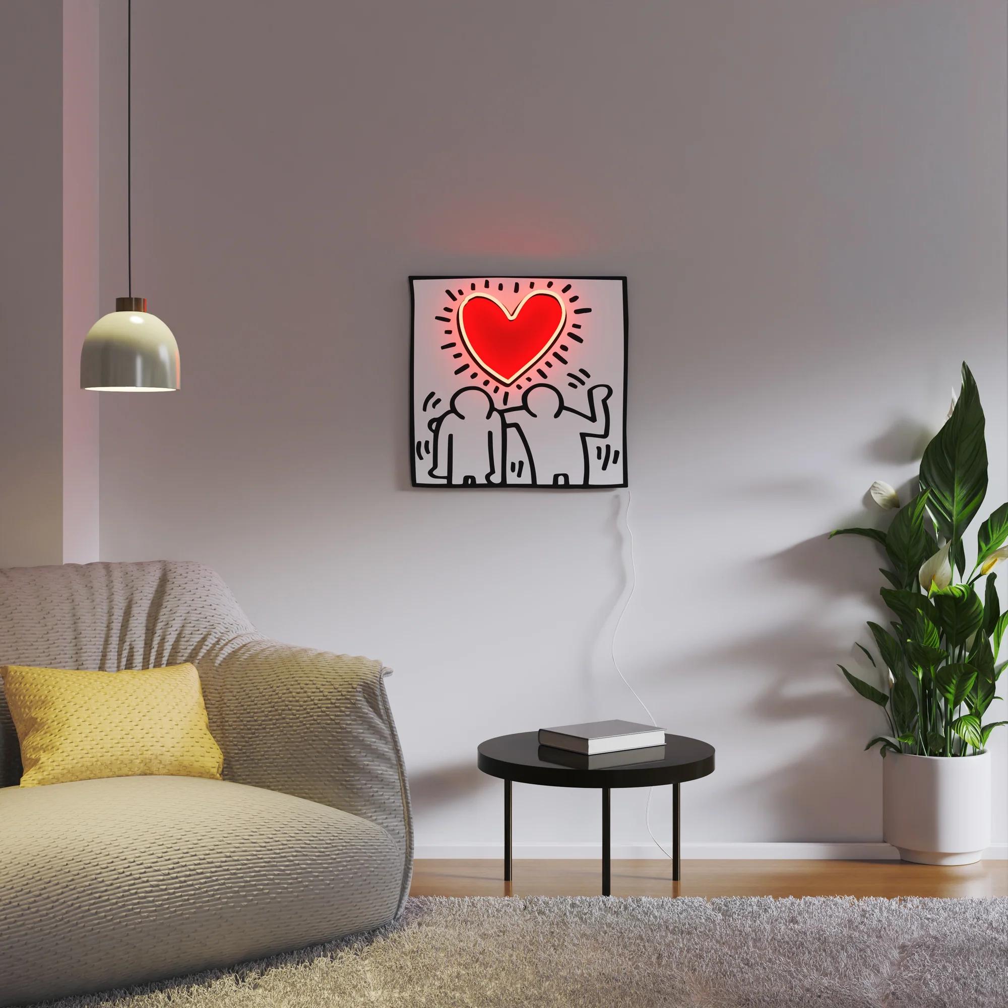 KEITH HARING - Love People YP x Keith Haring Design Neon LED Lamp. Pop Art For Sale 2