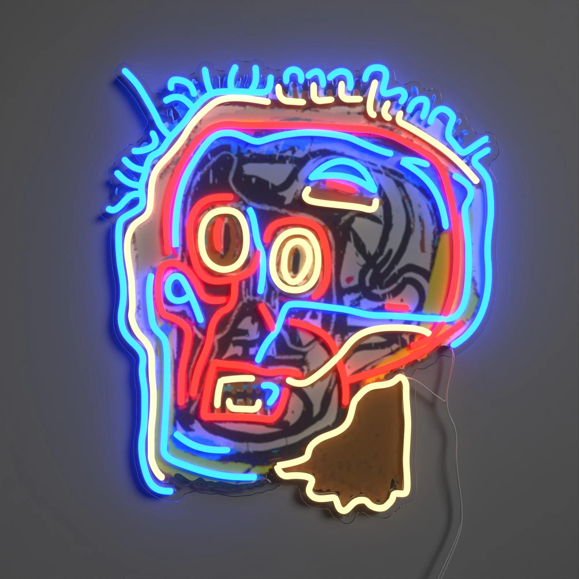 Jean-Michel BASQUIAT - Untitled (Head) YP x JM Basquiat Design Neon LED Lamp - Pop Art Art by Jean-Michel Basquiat