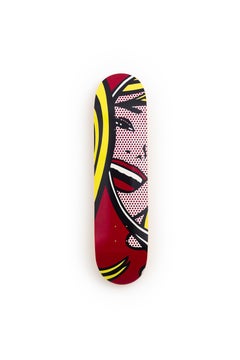 after ROY LICHTENSTEIN - Girl in Mirror, c. 1964. Skate Deck Pop Art Design