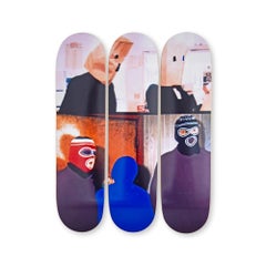 Two Figures and Two Figures (Masked) Skate Deck Modern Design