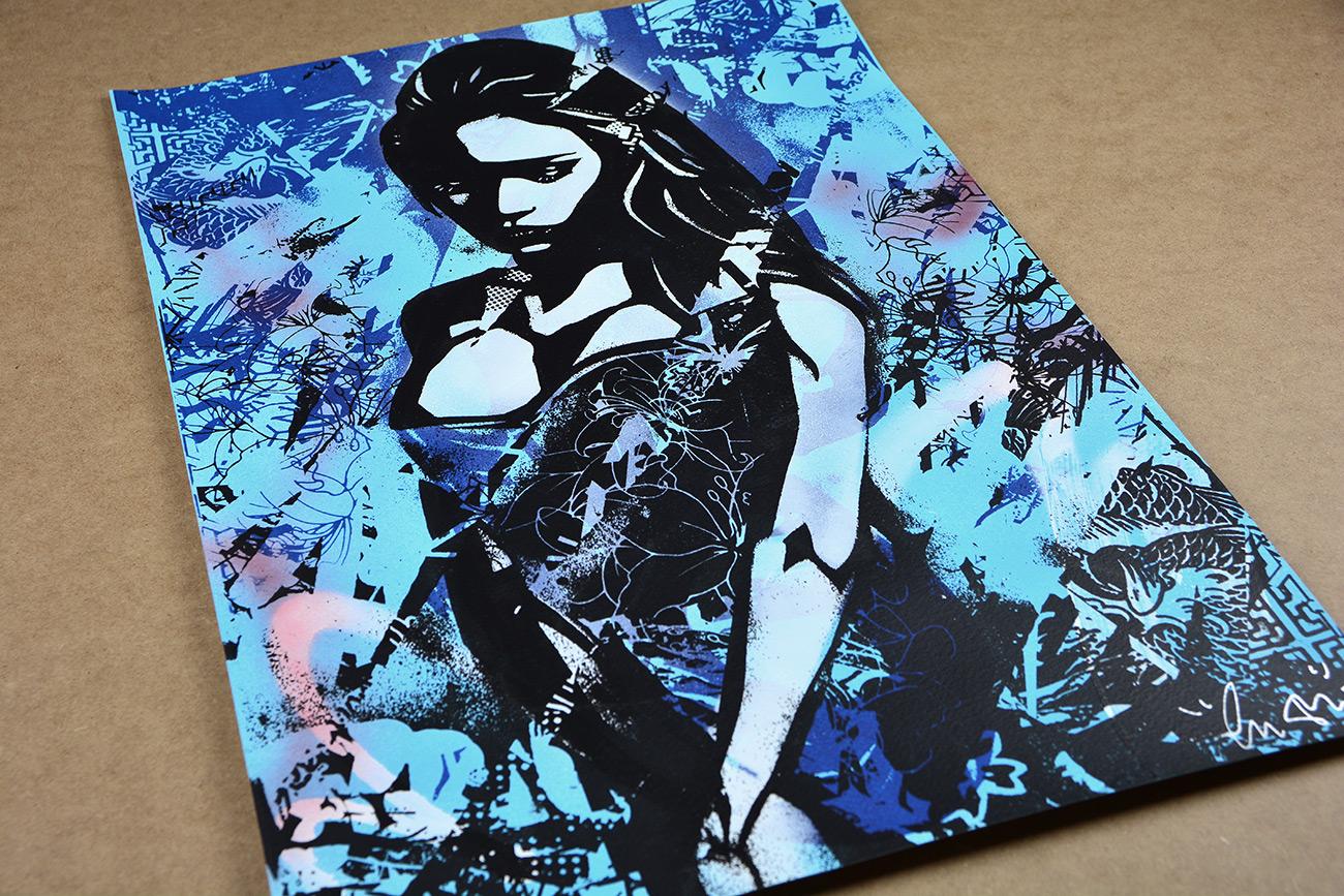 COPYRIGHT: Sadness (Blue)  - Screen print, acrylic & spray Street art, Graffiti - Print by Copyright
