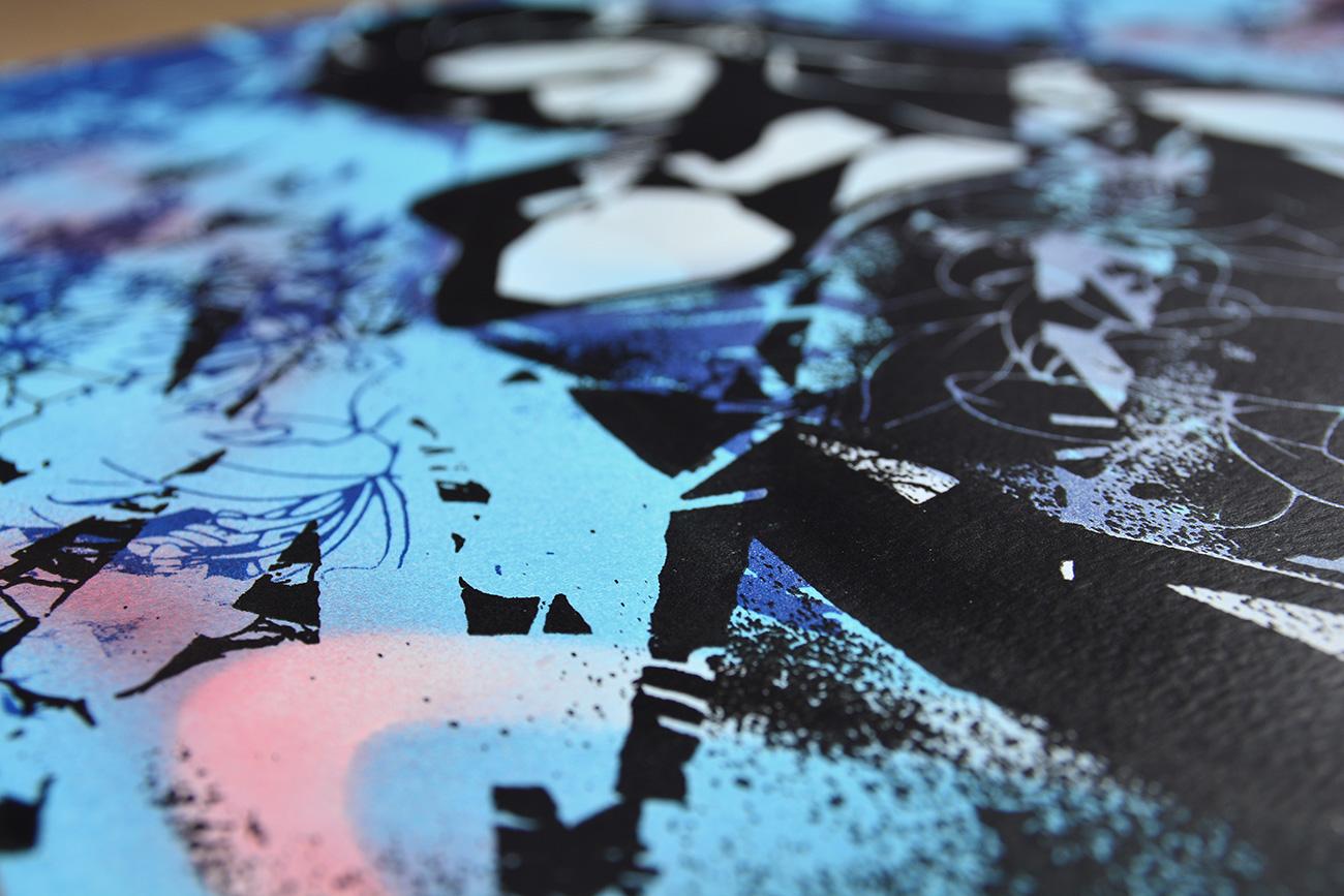 Sadness Screen - Blue

Date of creation: 2016

Medium: Silkscreen, acrylic and spray paint

Media: Paper

Edition: 25

Size: 50 x 35 cm

Observations:

Silkscreen hand finished by Copyright with spray paint and acrylic. This work is hand signed by