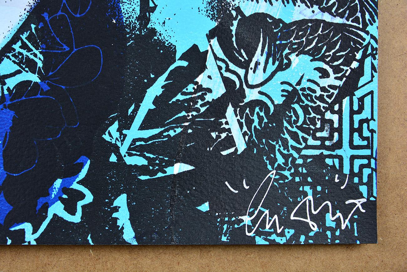 COPYRIGHT: Sadness (Blue)  - Screen print, acrylic & spray Street art, Graffiti 1