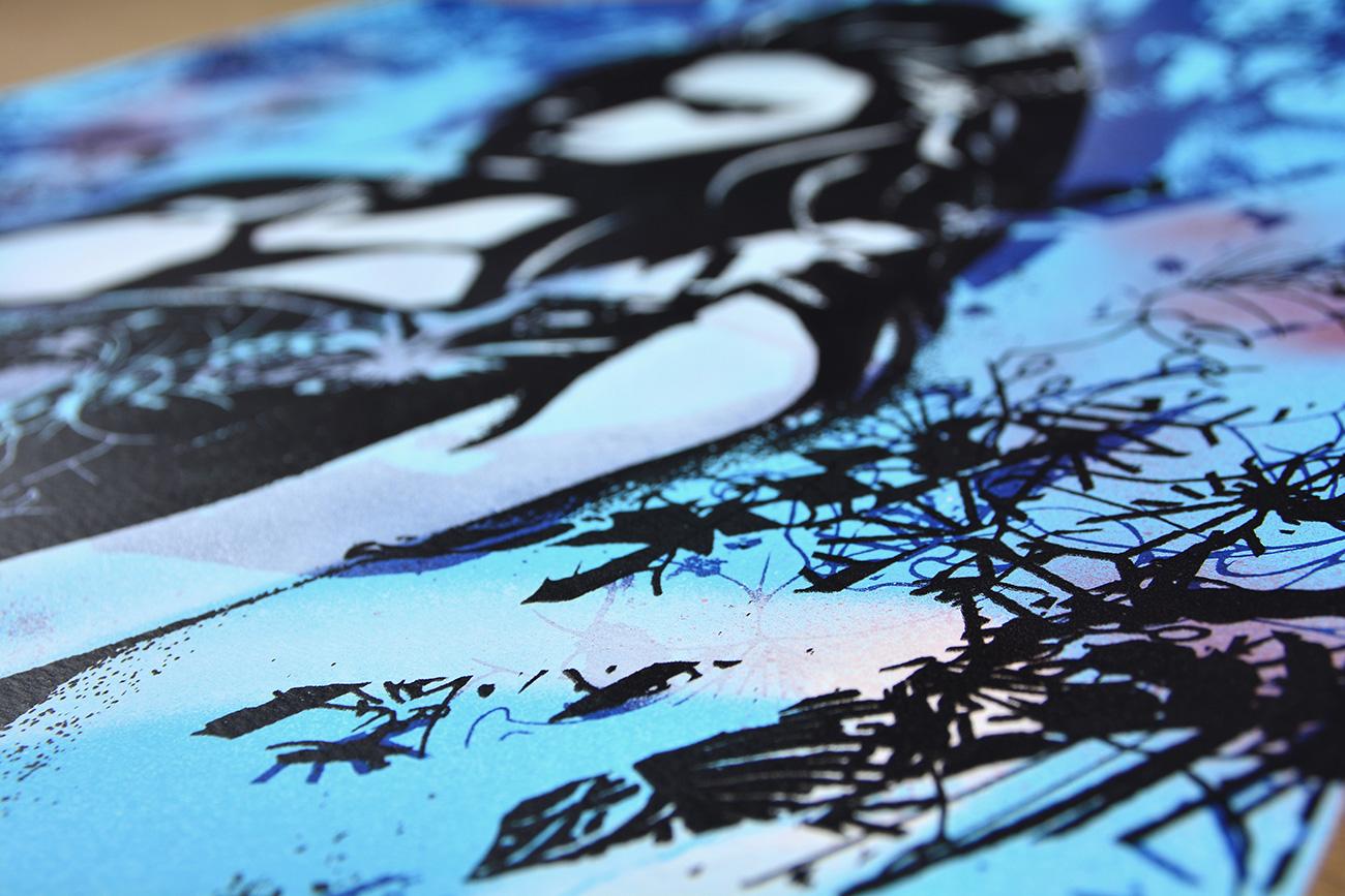 COPYRIGHT: Sadness (Blue)  - Screen print, acrylic & spray Street art, Graffiti - Street Art Print by Copyright