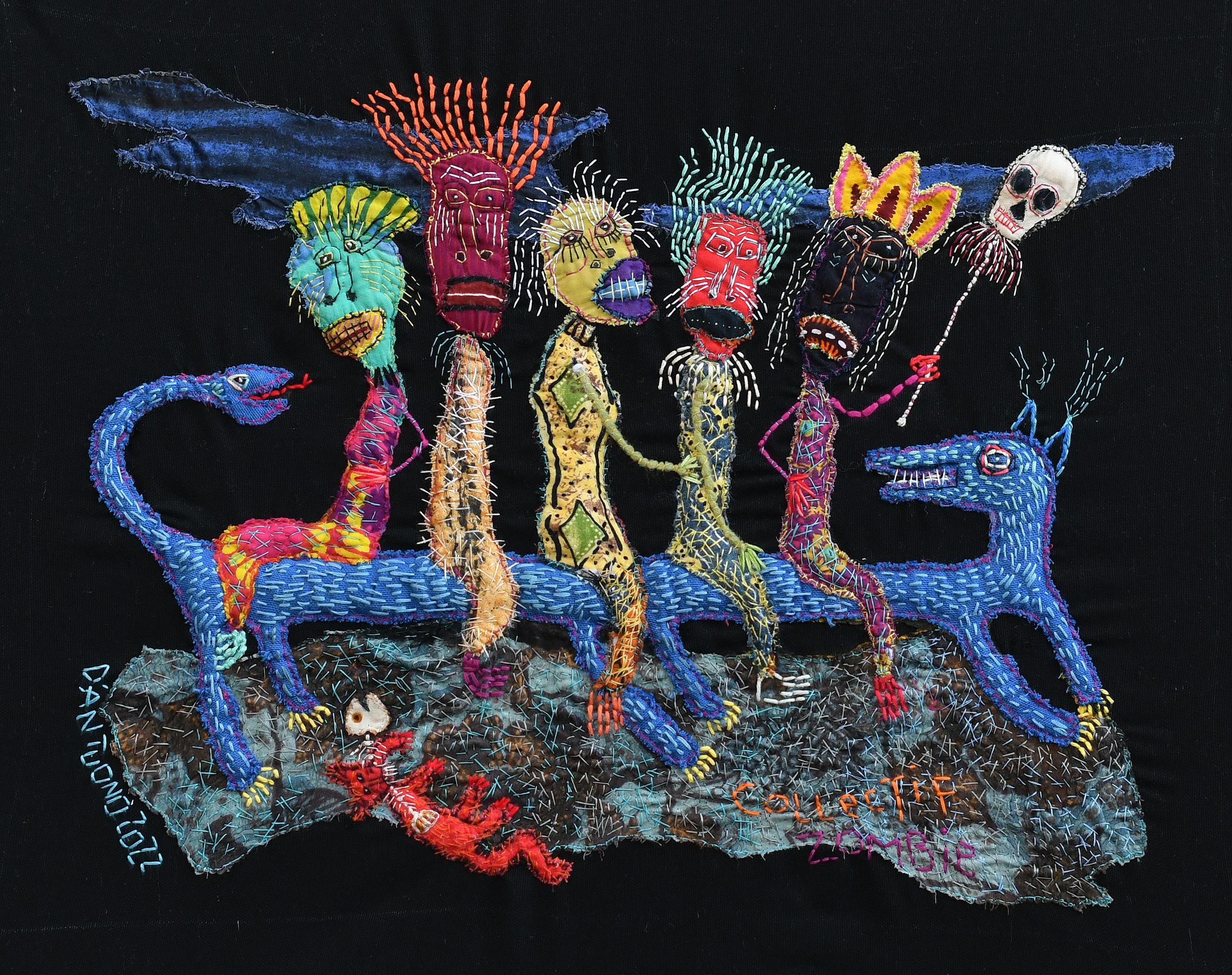 Gruppengruppe Zombie Barbara d'Antuono 21. Jahrhundert Kunst Textile Kunst Haiti Außenseiter Kunst