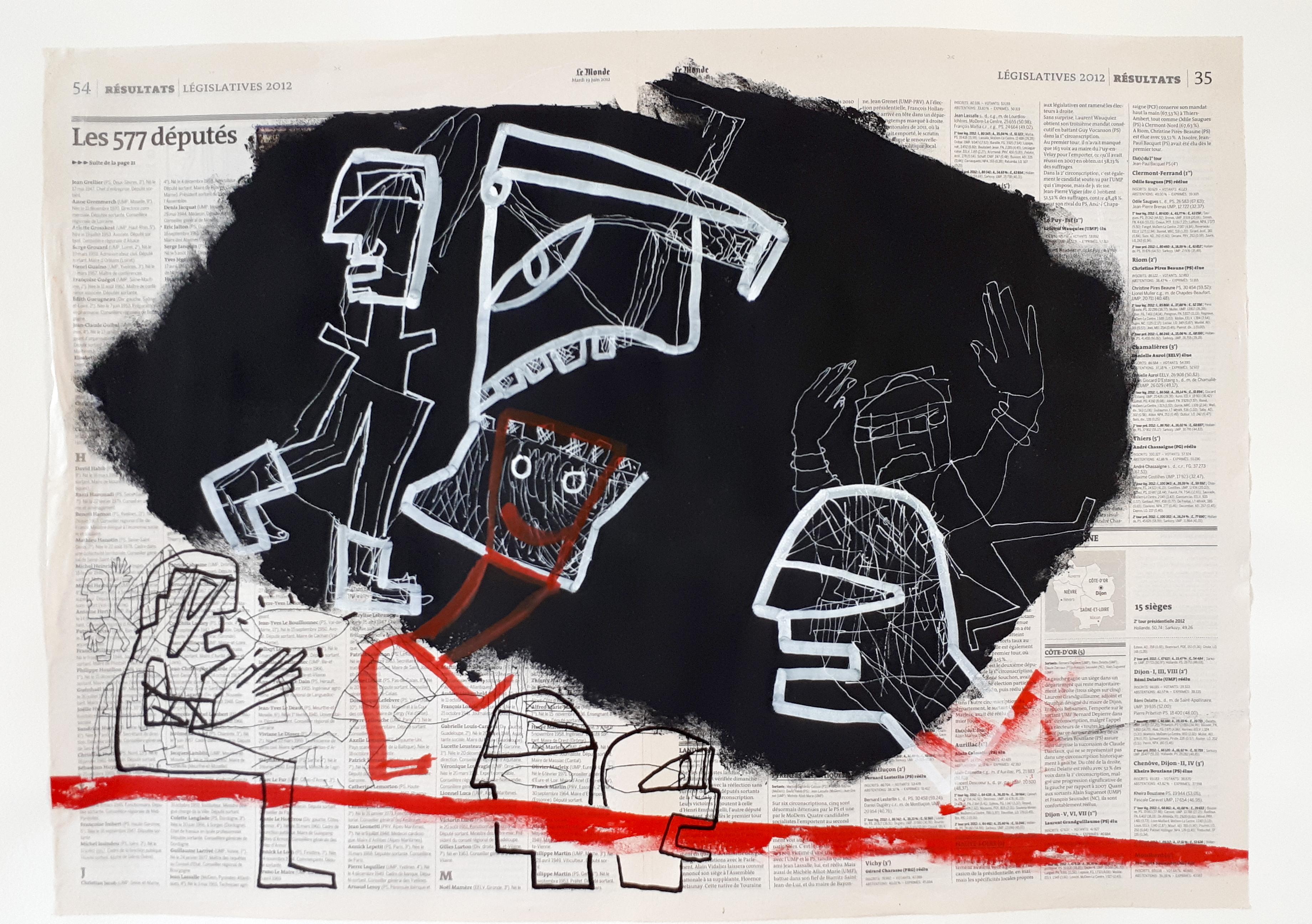 Run for your life #2 Caroline veith Contemporary drawing black and white humour