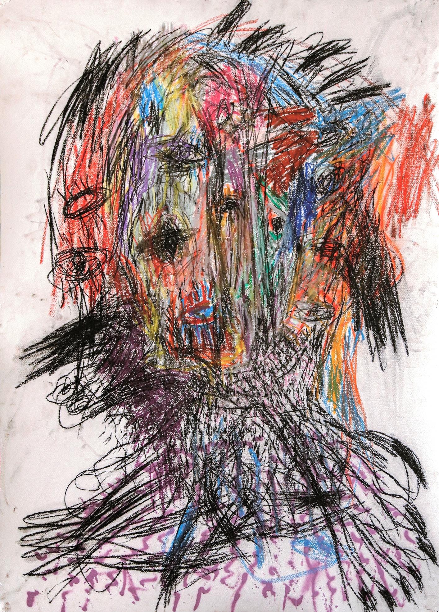 Pastel on paper pasted on canvas
Hand-signed on the back by the artist

“At first glance, we are invited to a colorful carnival. Everything is movement here! As if Julien Wolf had tried to capture the essence of models unable to stay in place. As if