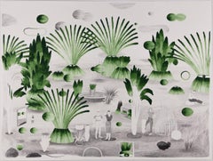 Wolf, are you there #1 ? Hélène Duclos Contemporary art drawing green nature 