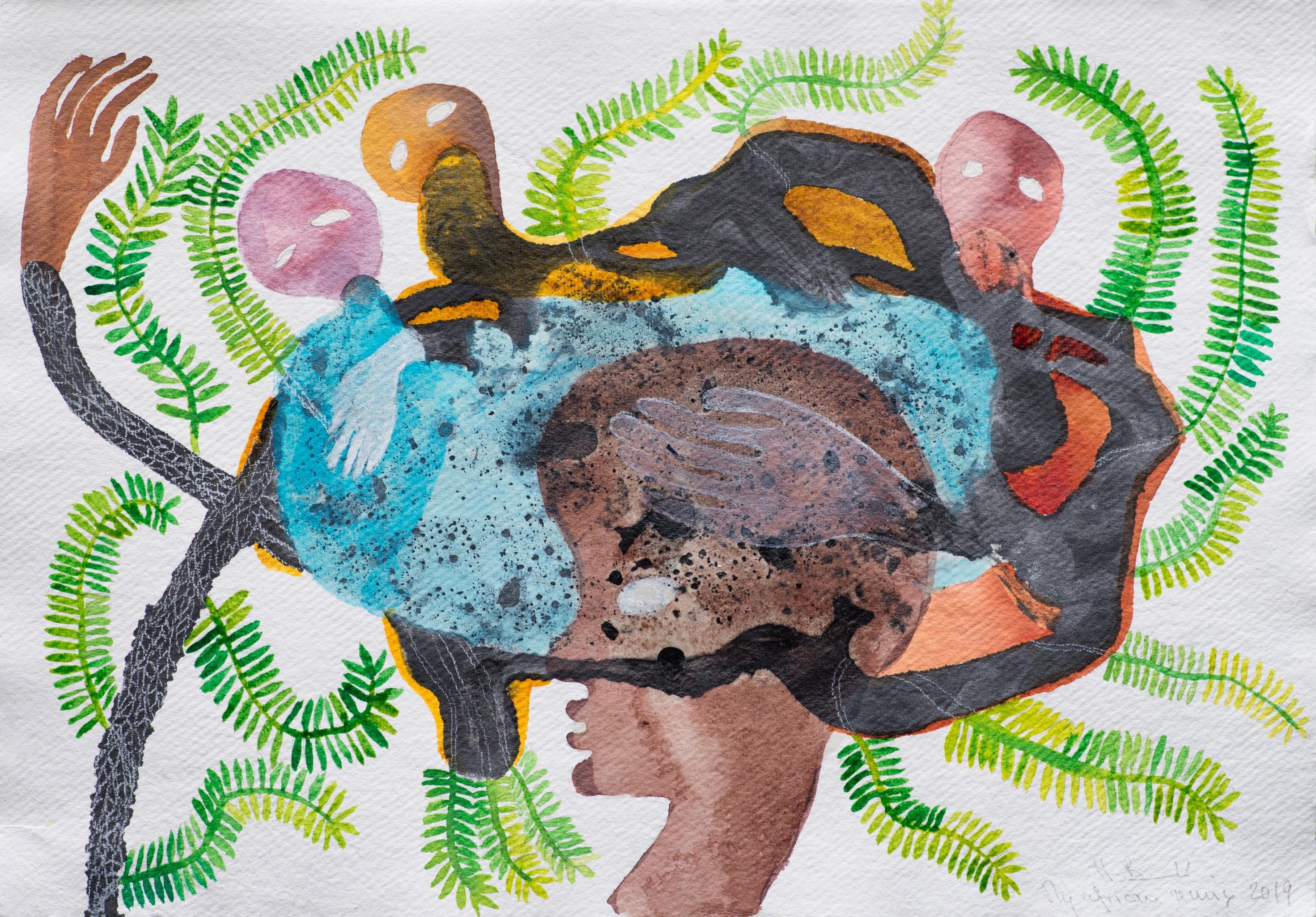 My African remix Haude Bernabé Arte contemporanea disegno su carta natura