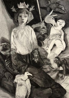 Ohne Titel #4 Zahra Zeinali Zeitgenössische Zeichnung Iranische Frau Künstlerin Kunst Holzkohle