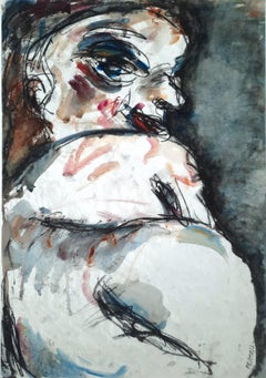 Vergessen Joanna Flatau Zeitgenössische Kunst Aquarell Frau Akt Porträt Tinte