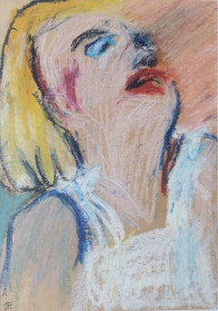Marylin Joanna Flatau Zeitgenössische Kunst Pastell auf Papier Farbe Frau Porträt