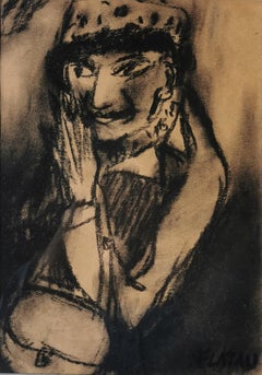 Elegance Joanna Flatau Art contemporain pastel femme portrait en noir et blanc