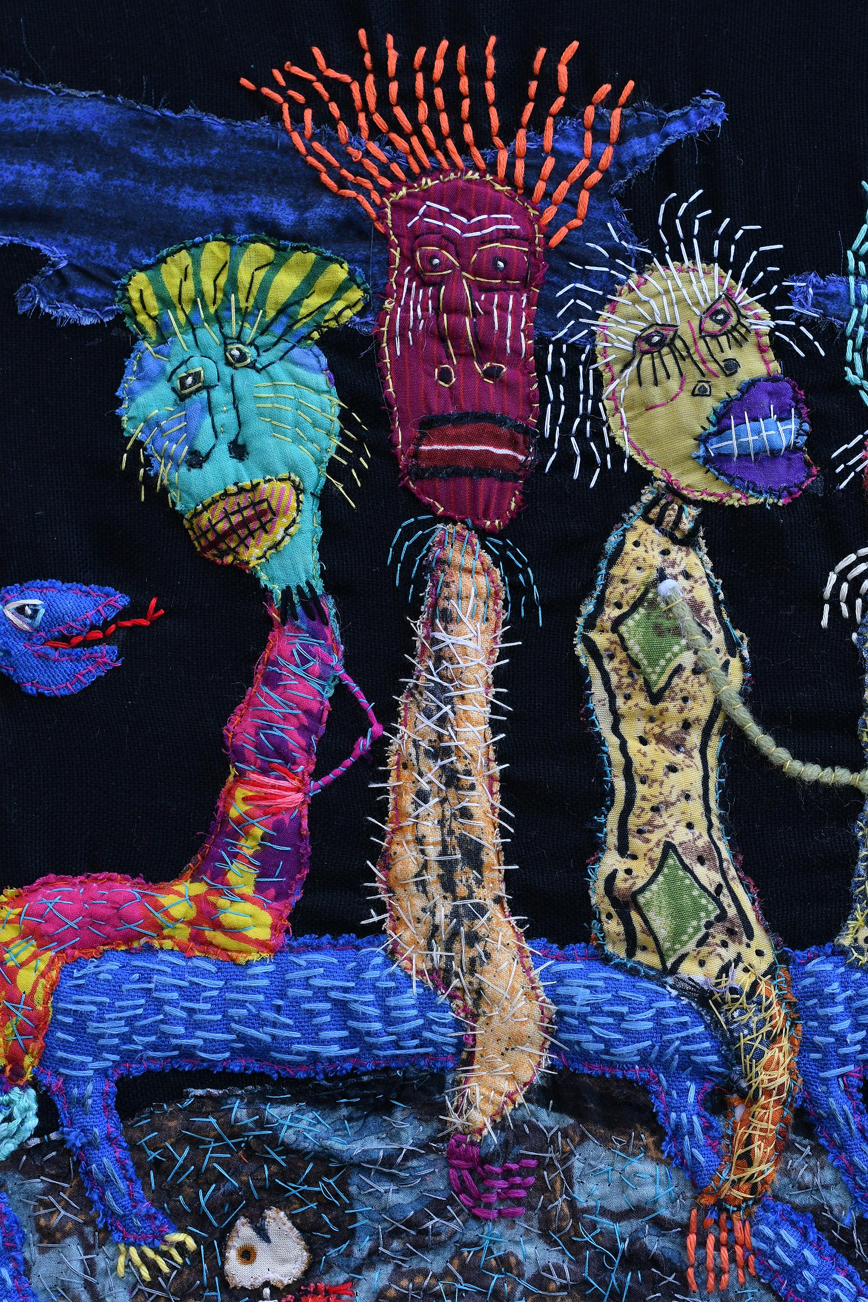 Group zombie Barbara d'Antuono 21st Century art textile art haiti outsider art For Sale 1