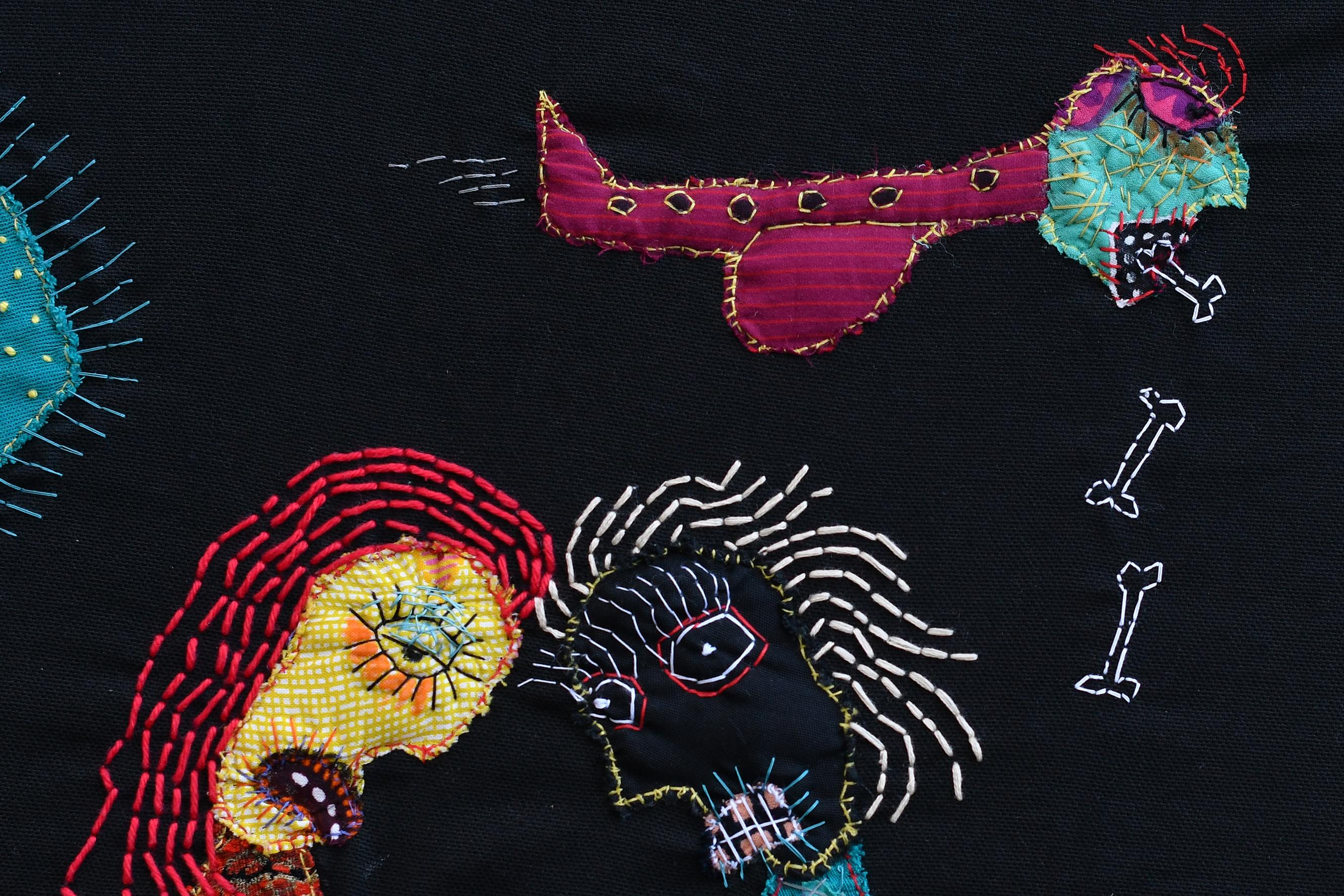 Créatures of the mined lands Barbara d'Antuono 21st Century textile outsider art en vente 1