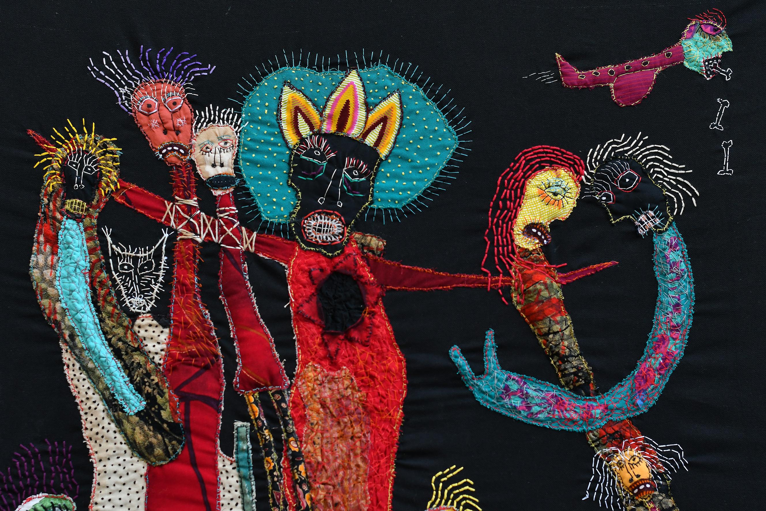Creatures of the mined lands Barbara d'Antuono 21st Century textile outsider art For Sale 1